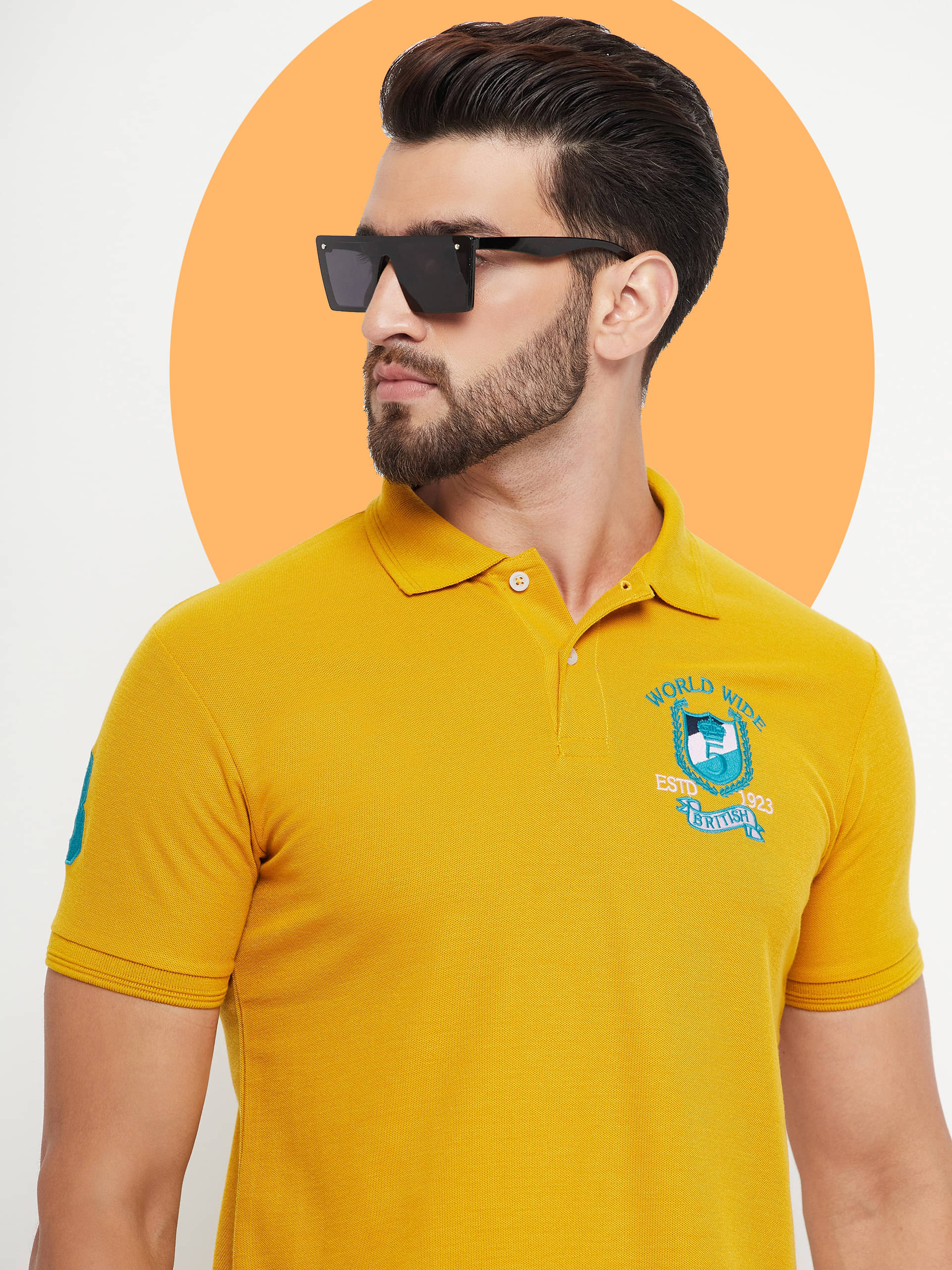 GET GOLF Pack of 1 Cotton Blend Regular Fit Solid Half Sleeves Men's Polo T Shirt ( Mustard )     			GET GOLF Pack of 1 Cotton Blend Regular Fit Solid Half Sleeves Men's Polo T Shirt ( Mustard )