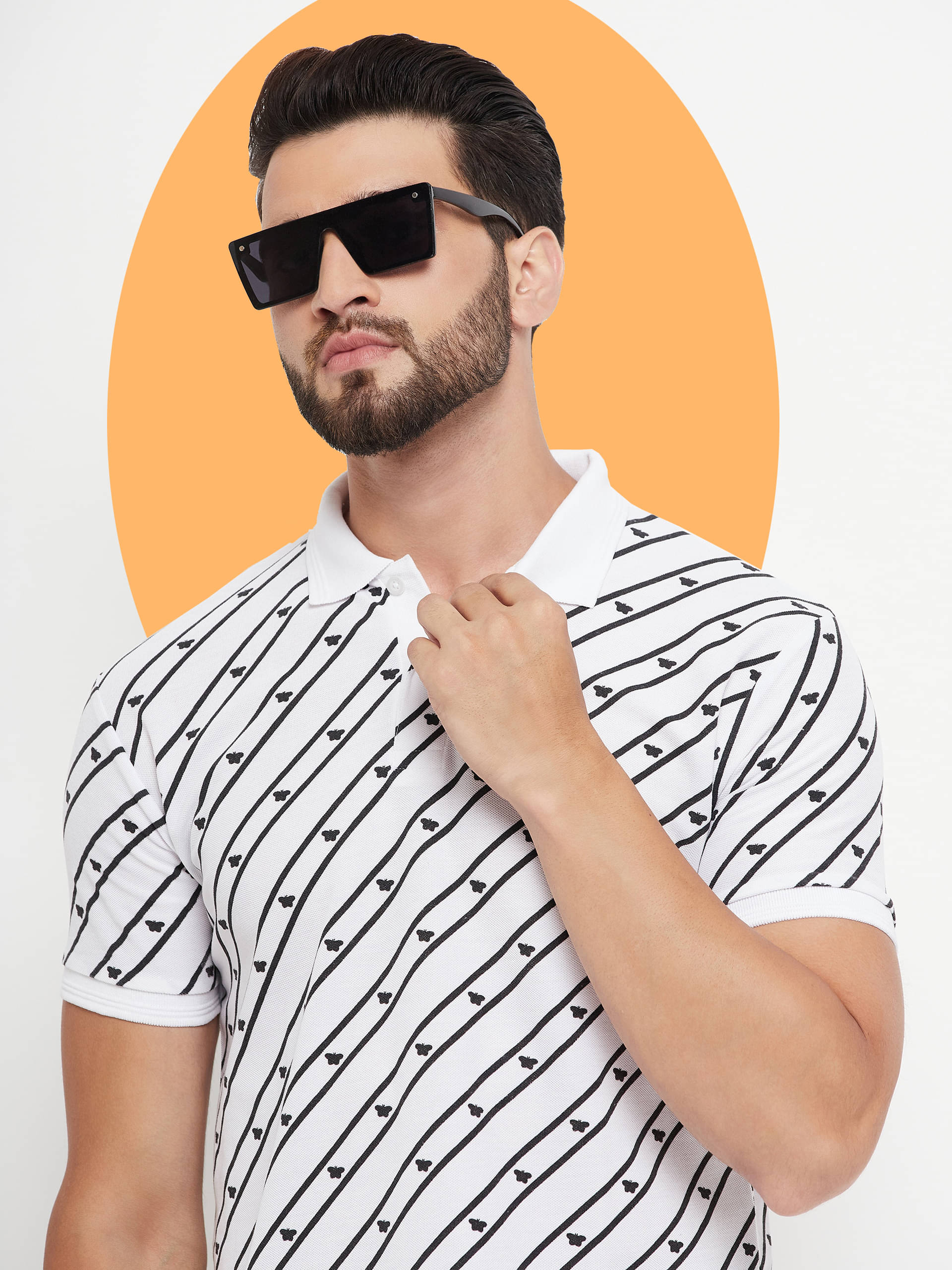     			GET GOLF Pack of 1 Cotton Blend Regular Fit Printed Half Sleeves Men's Polo T Shirt ( White )