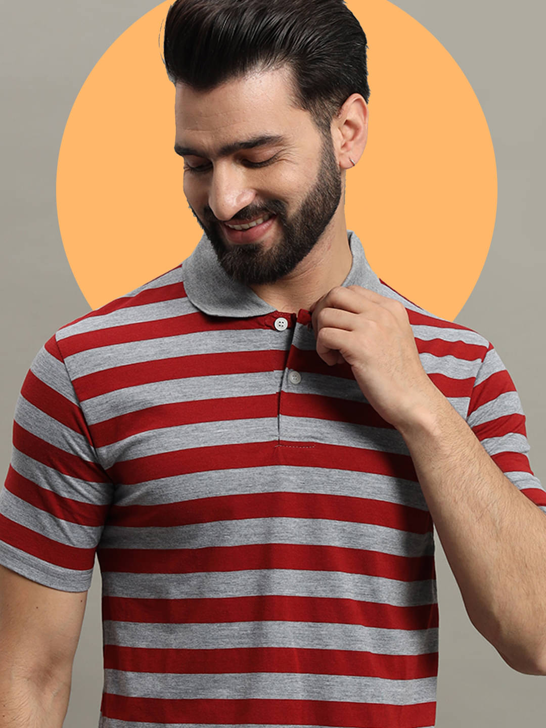     			GET GOLF Pack of 1 Cotton Blend Regular Fit Striped Half Sleeves Men's Polo T Shirt ( Maroon )