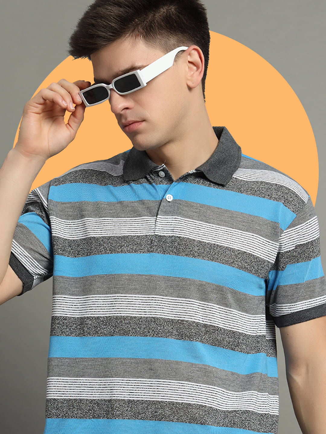     			GET GOLF Pack of 1 Cotton Blend Regular Fit Striped Half Sleeves Men's Polo T Shirt ( Multicolor )