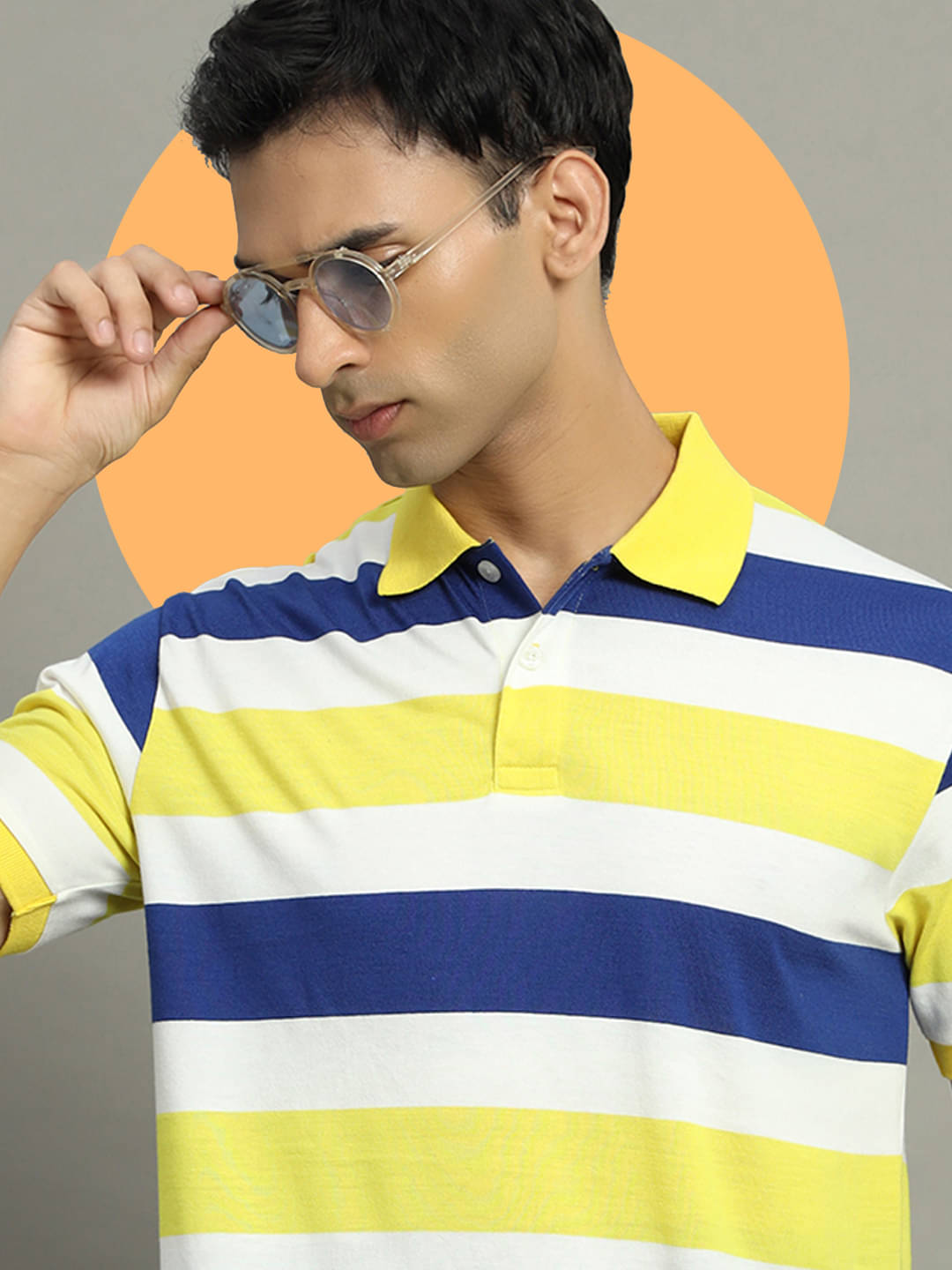     			GET GOLF Pack of 1 Cotton Blend Regular Fit Striped Half Sleeves Men's Polo T Shirt ( Yellow )