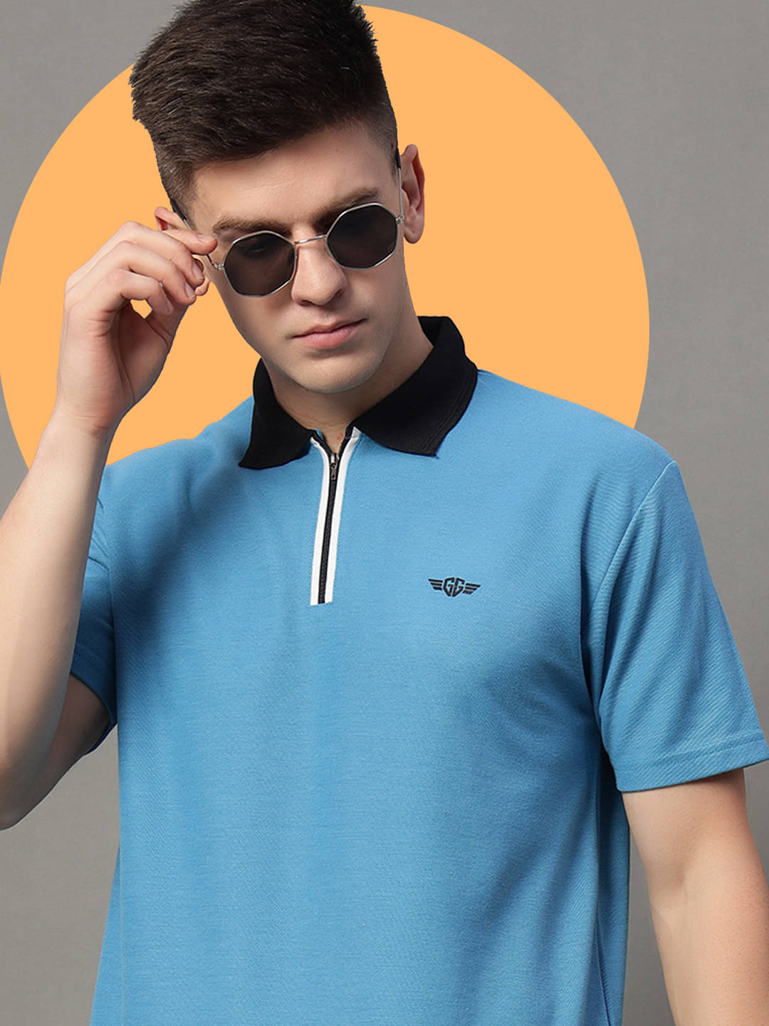     			GET GOLF Pack of 1 Cotton Blend Regular Fit Solid Half Sleeves Men's Polo T Shirt ( Light Blue )