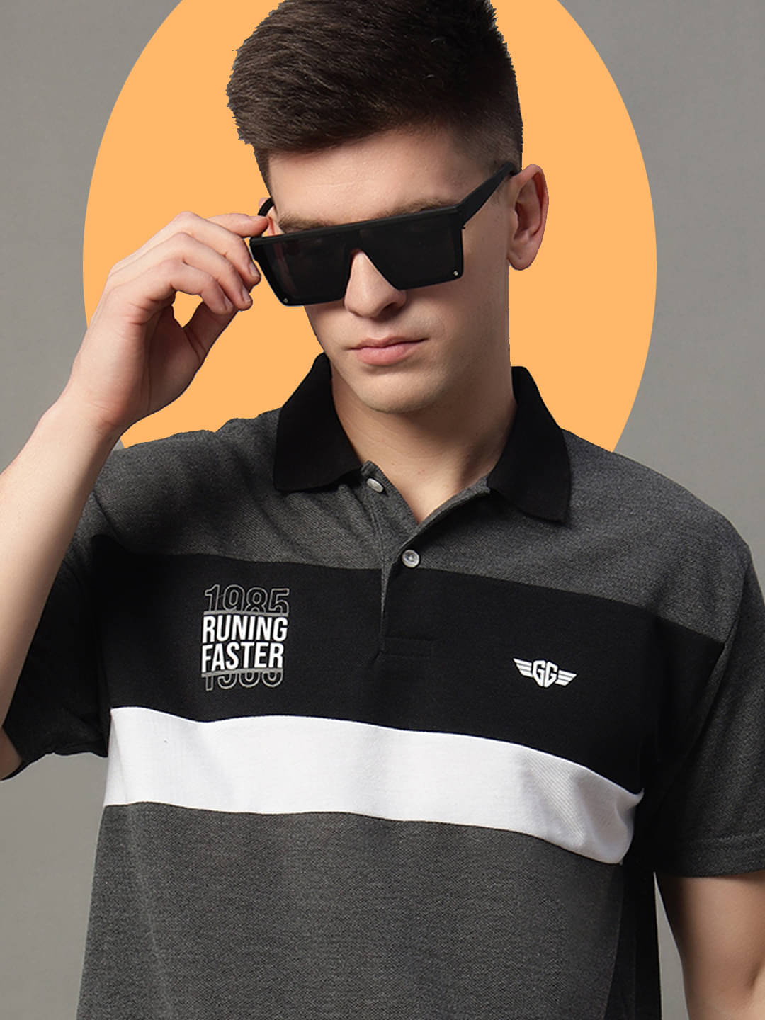GET GOLF Pack of 1 Cotton Blend Regular Fit Colorblock Half Sleeves Men's Polo T Shirt ( Grey )     			GET GOLF Pack of 1 Cotton Blend Regular Fit Colorblock Half Sleeves Men's Polo T Shirt ( Grey )