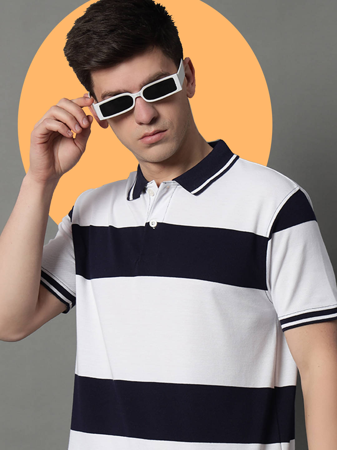 GET GOLF Pack of 1 Cotton Blend Regular Fit Striped Half Sleeves Men's Polo T Shirt ( White ) GET GOLF Pack of 1 Cotton Blend Regular Fit Striped Half Sleeves Men's Polo T Shirt ( White )
