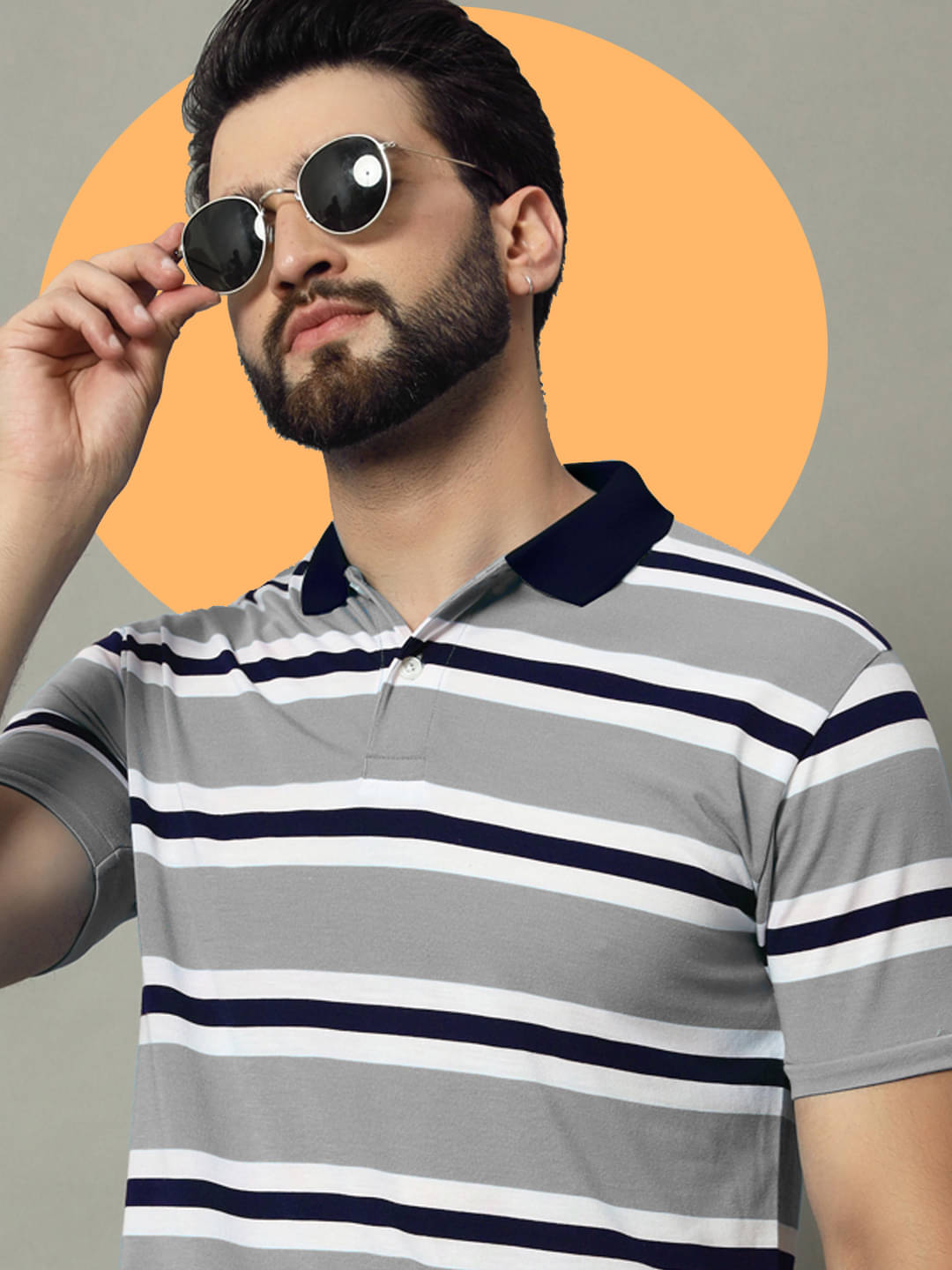 GET GOLF Pack of 1 Cotton Blend Regular Fit Striped Half Sleeves Men's Polo T Shirt ( Grey ) GET GOLF Pack of 1 Cotton Blend Regular Fit Striped Half Sleeves Men's Polo T Shirt ( Grey )
