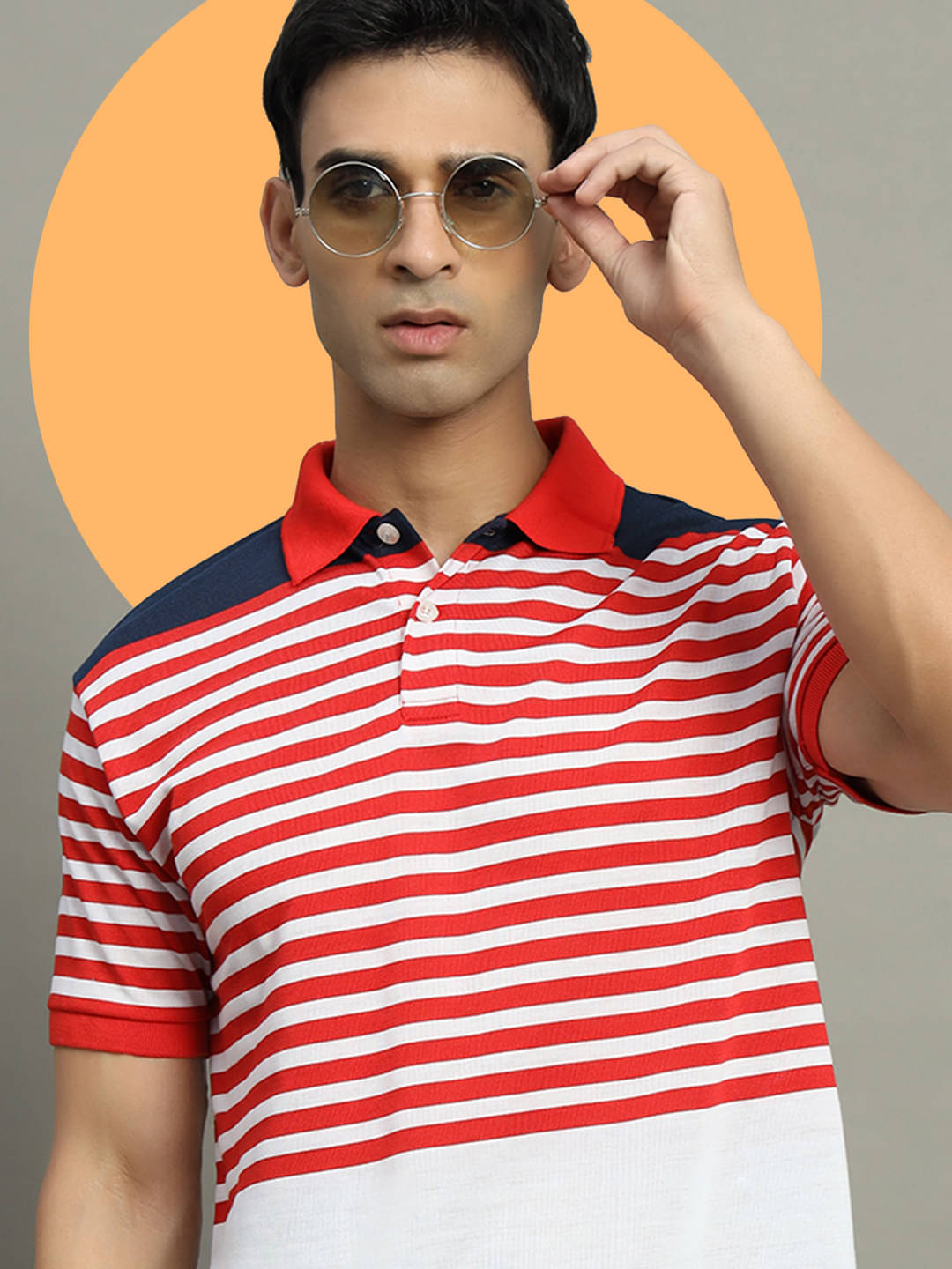     			GET GOLF Pack of 1 Cotton Blend Regular Fit Striped Half Sleeves Men's Polo T Shirt ( Red )