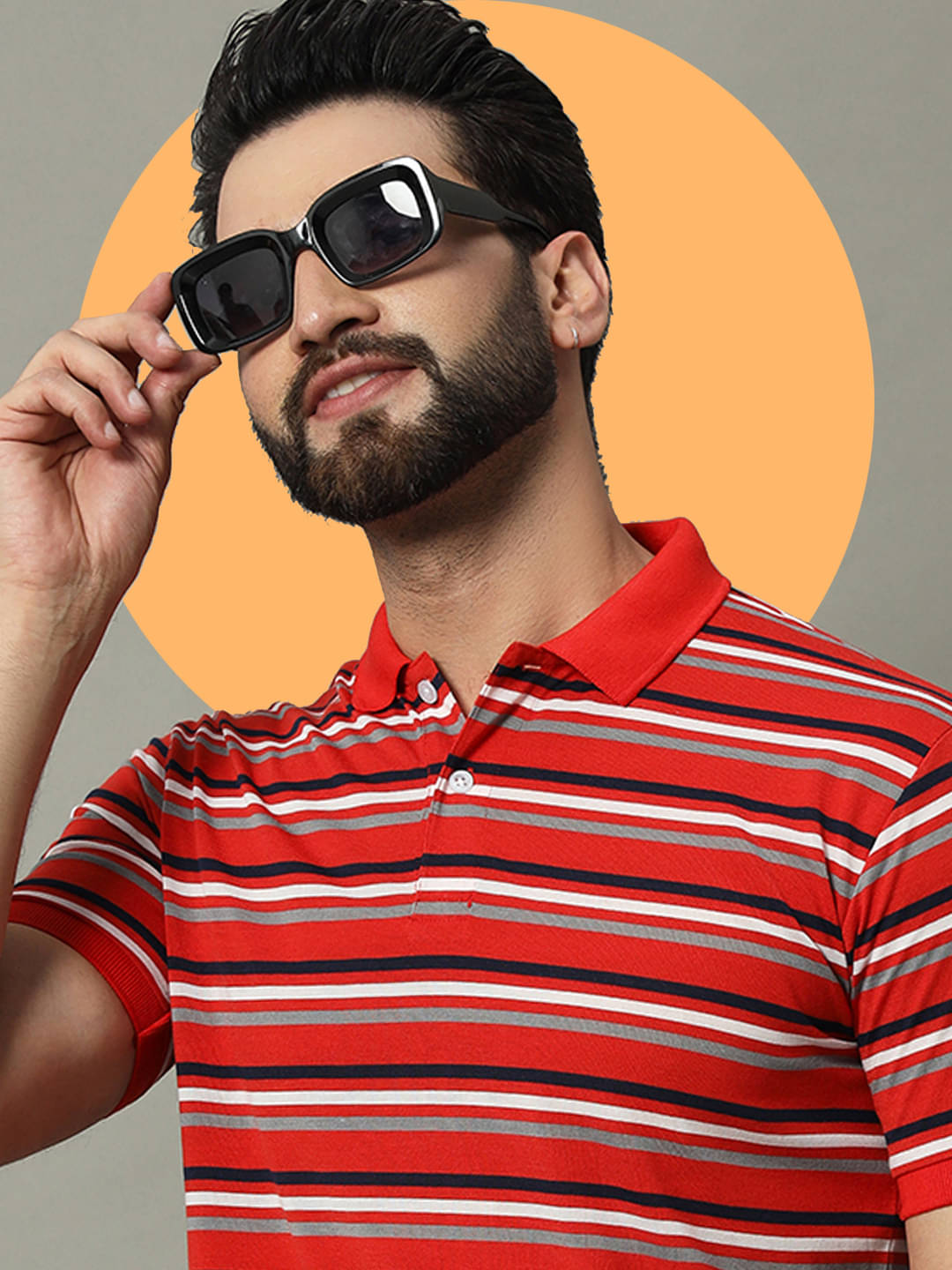     			GET GOLF Pack of 1 Cotton Blend Regular Fit Striped Half Sleeves Men's Polo T Shirt ( Orange )