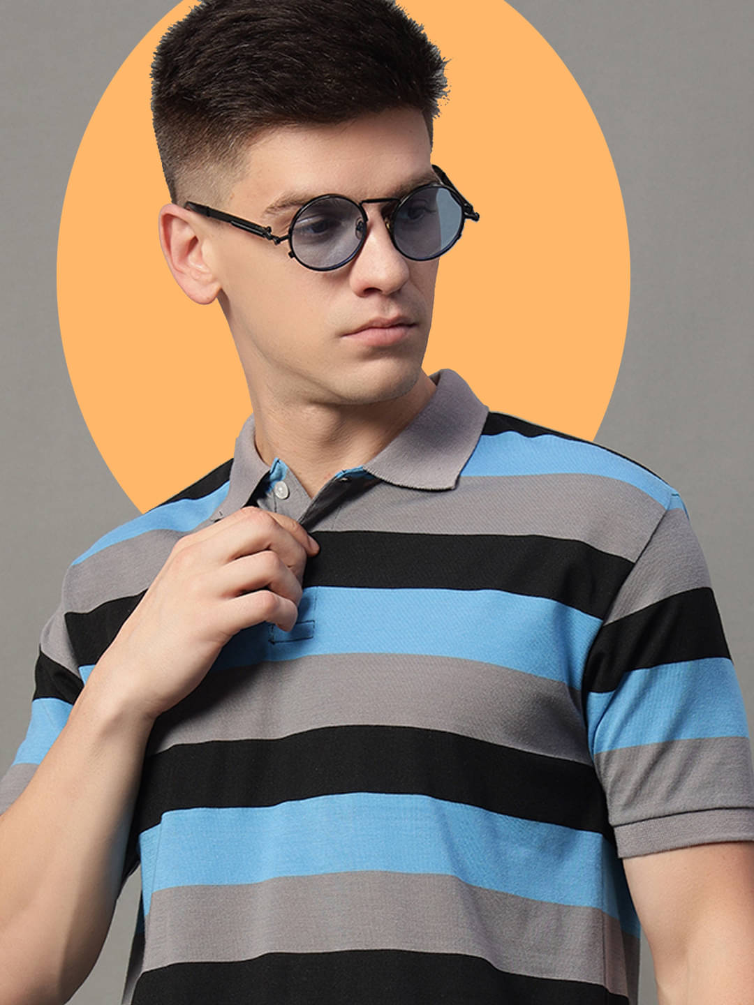     			GET GOLF Pack of 1 Cotton Blend Regular Fit Striped Half Sleeves Men's Polo T Shirt ( Multicolor )