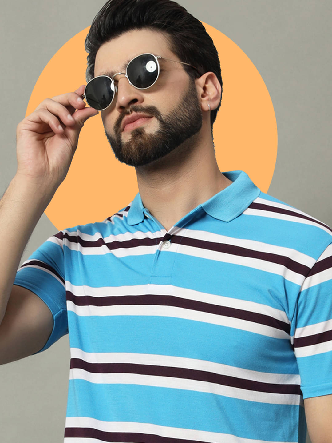     			GET GOLF Pack of 1 Cotton Blend Regular Fit Striped Half Sleeves Men's Polo T Shirt ( Light Blue )