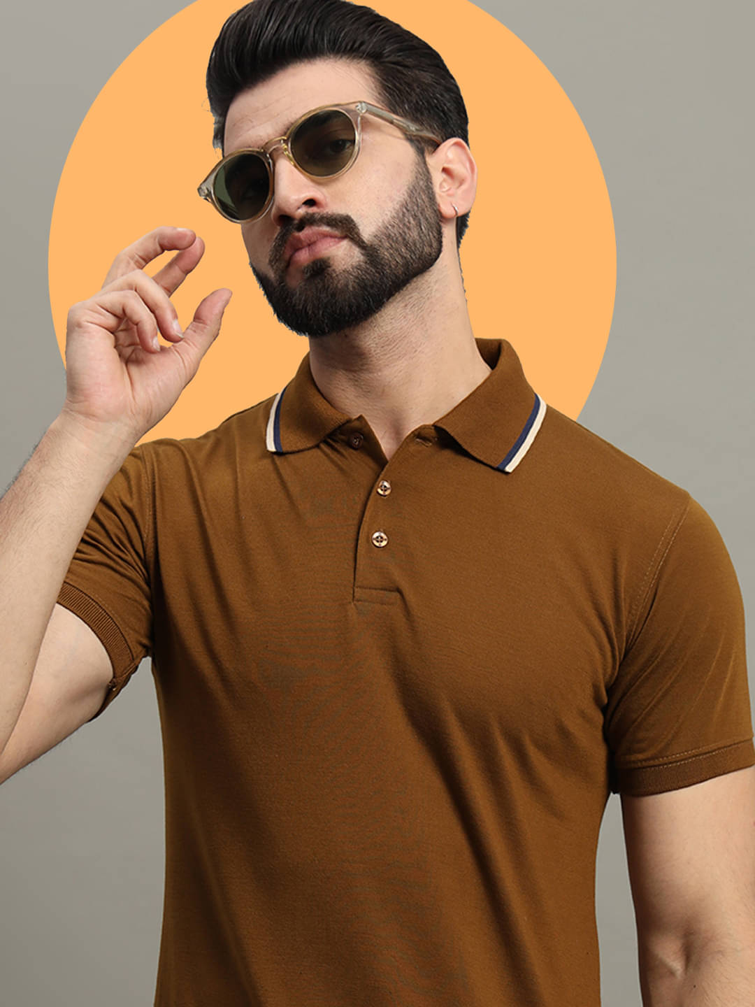     			GET GOLF Pack of 1 Cotton Blend Regular Fit Solid Half Sleeves Men's Polo T Shirt ( Brown )