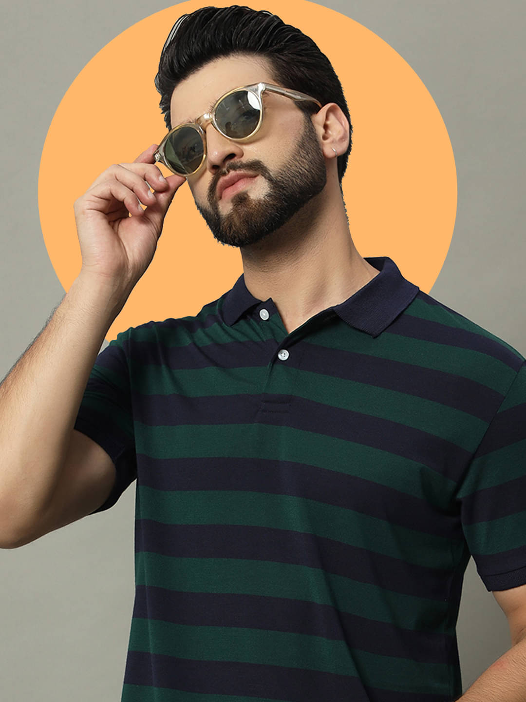 GET GOLF Pack of 1 Cotton Blend Regular Fit Striped Half Sleeves Men's Polo T Shirt ( Navy ) GET GOLF Pack of 1 Cotton Blend Regular Fit Striped Half Sleeves Men's Polo T Shirt ( Navy )