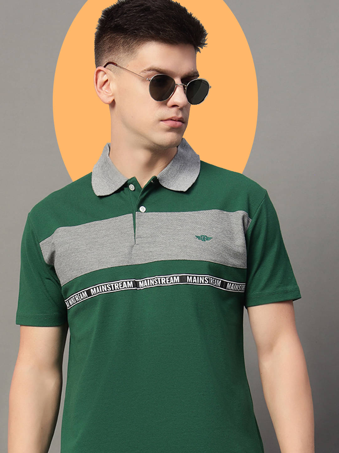     			GET GOLF Pack of 1 Cotton Blend Regular Fit Colorblock Half Sleeves Men's Polo T Shirt ( Green )