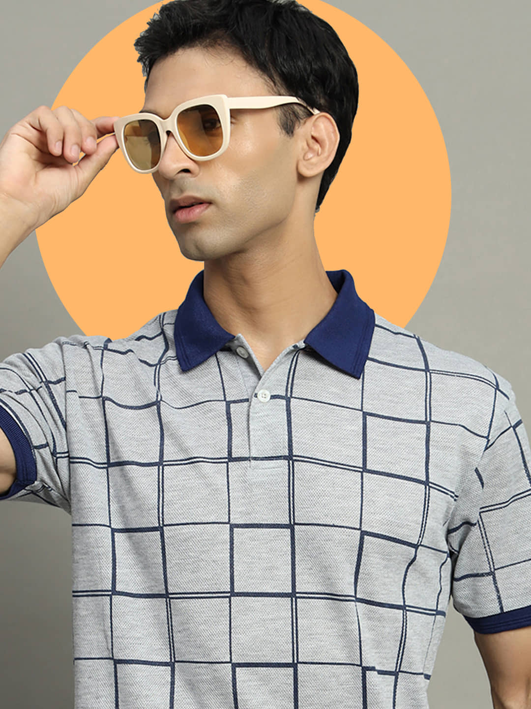 GET GOLF Pack of 1 Cotton Blend Regular Fit Colorblock Half Sleeves Men's Polo T Shirt ( Grey )