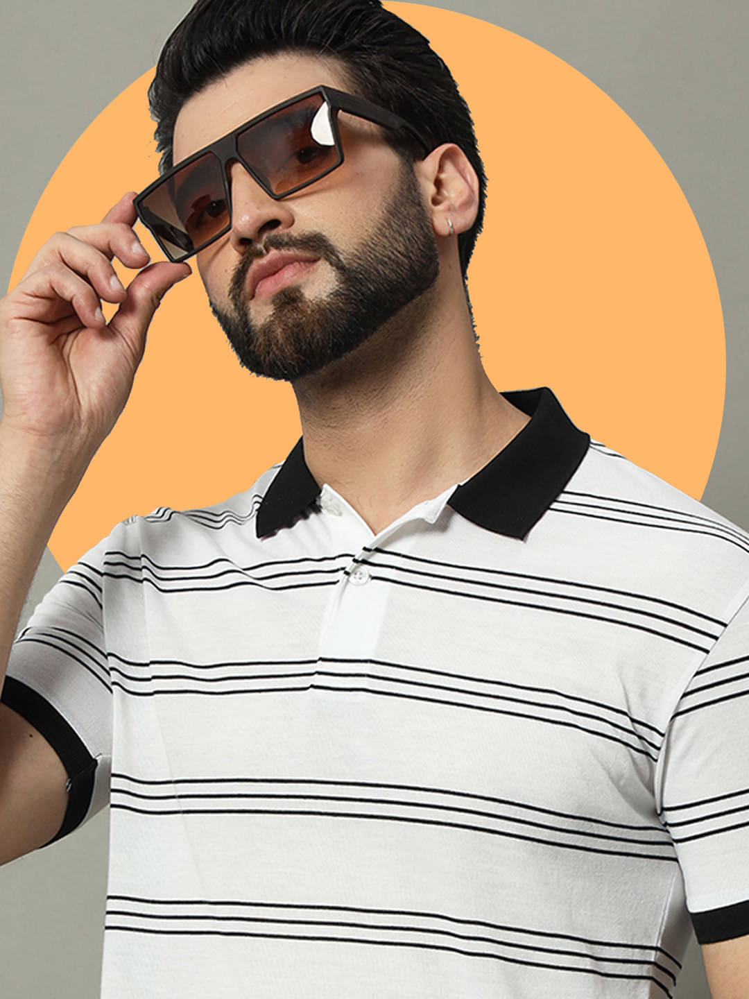 GET GOLF Pack of 1 Cotton Blend Regular Fit Striped Half Sleeves Men's Polo T Shirt ( White ) GET GOLF Pack of 1 Cotton Blend Regular Fit Striped Half Sleeves Men's Polo T Shirt ( White )