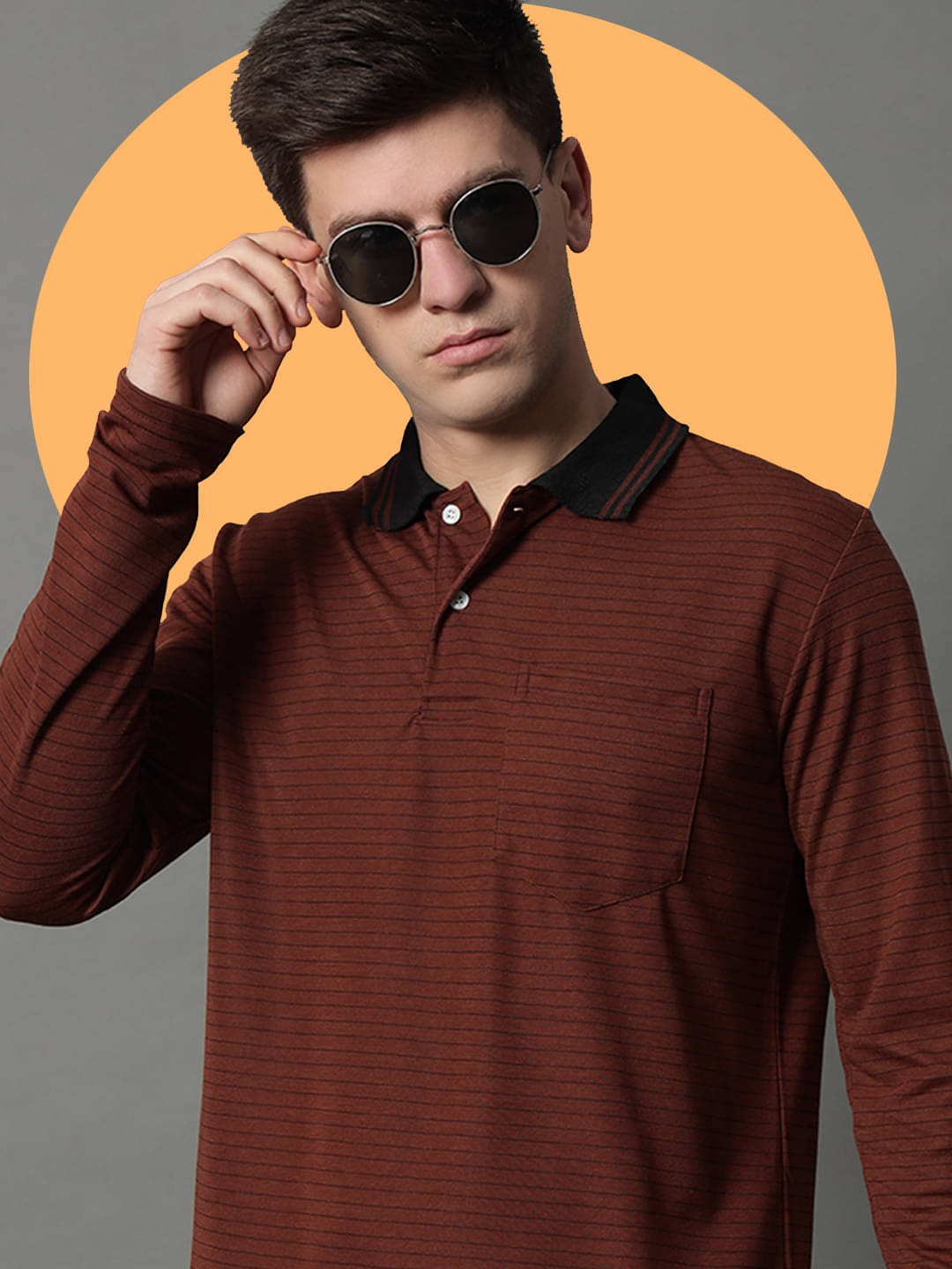     			GET GOLF Pack of 1 Cotton Blend Regular Fit Solid Full Sleeves Men's Polo T Shirt ( Brown )