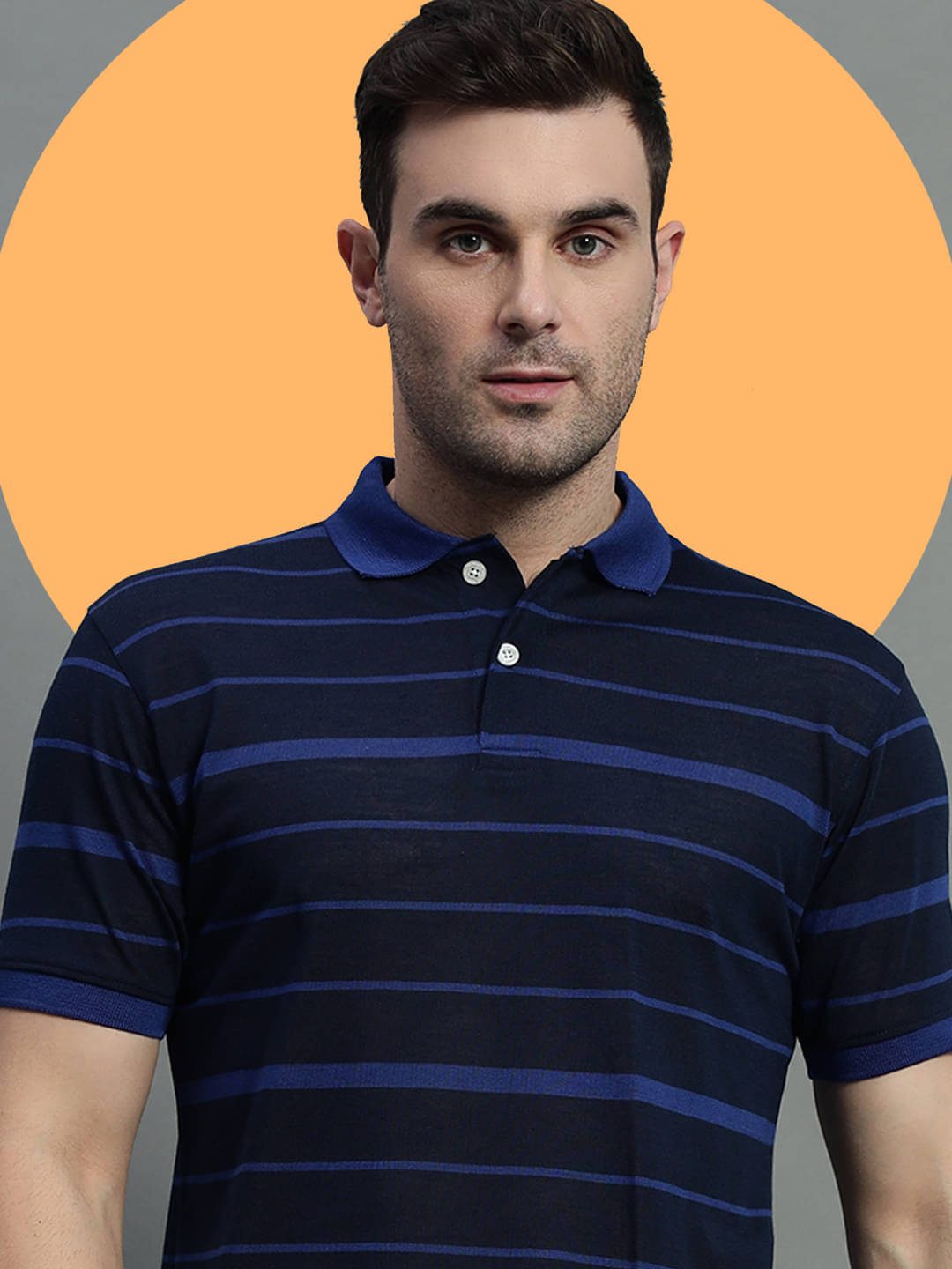     			GET GOLF Pack of 1 Cotton Blend Regular Fit Striped Half Sleeves Men's Polo T Shirt ( Navy )