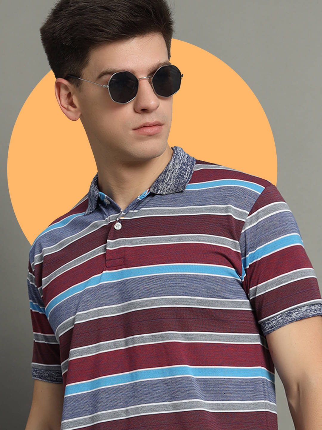     			GET GOLF Pack of 1 Cotton Blend Regular Fit Striped Half Sleeves Men's Polo T Shirt ( Multicolor )
