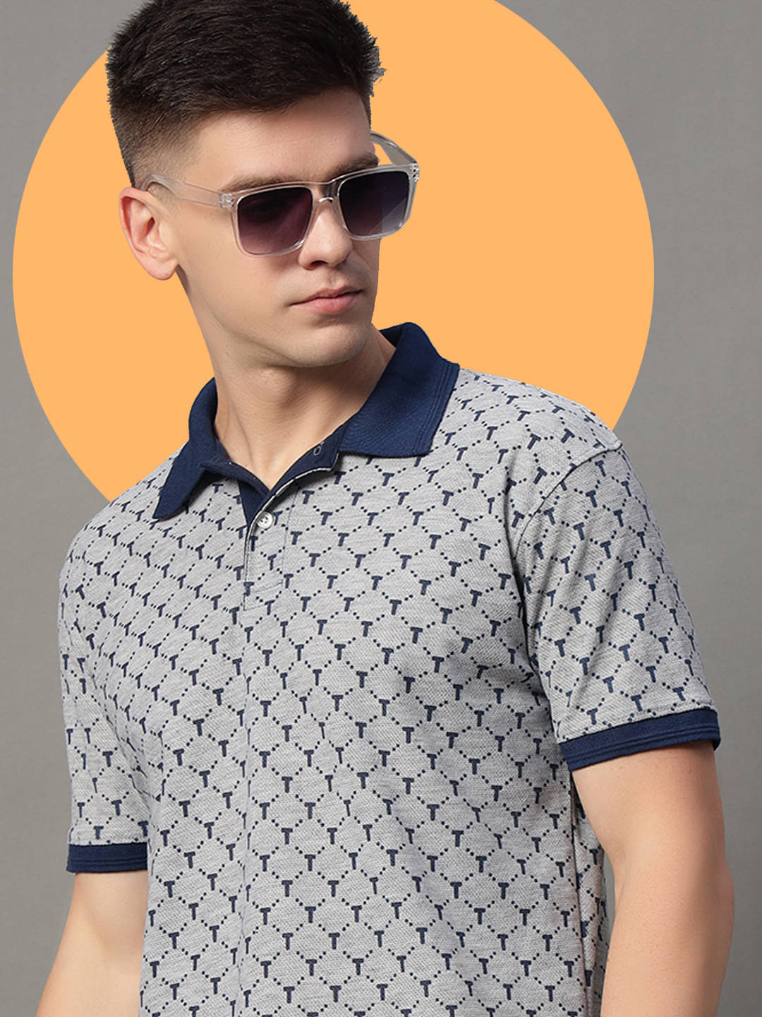 GET GOLF Pack of 1 Cotton Blend Regular Fit Printed Half Sleeves Men's Polo T Shirt ( Grey ) GET GOLF Pack of 1 Cotton Blend Regular Fit Printed Half Sleeves Men's Polo T Shirt ( Grey )