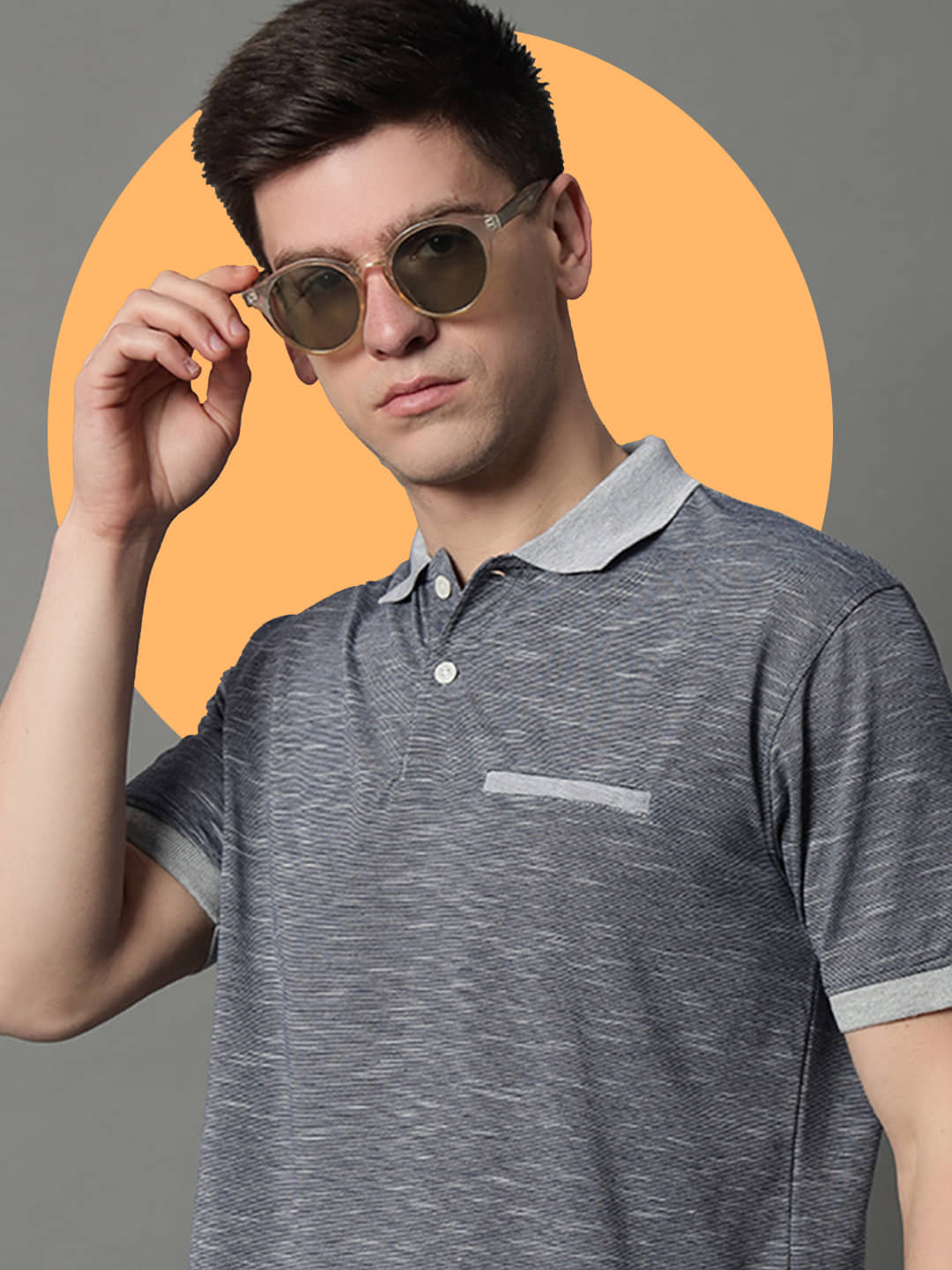 GET GOLF Pack of 1 Cotton Blend Regular Fit Solid Half Sleeves Men's Polo T Shirt ( Grey )