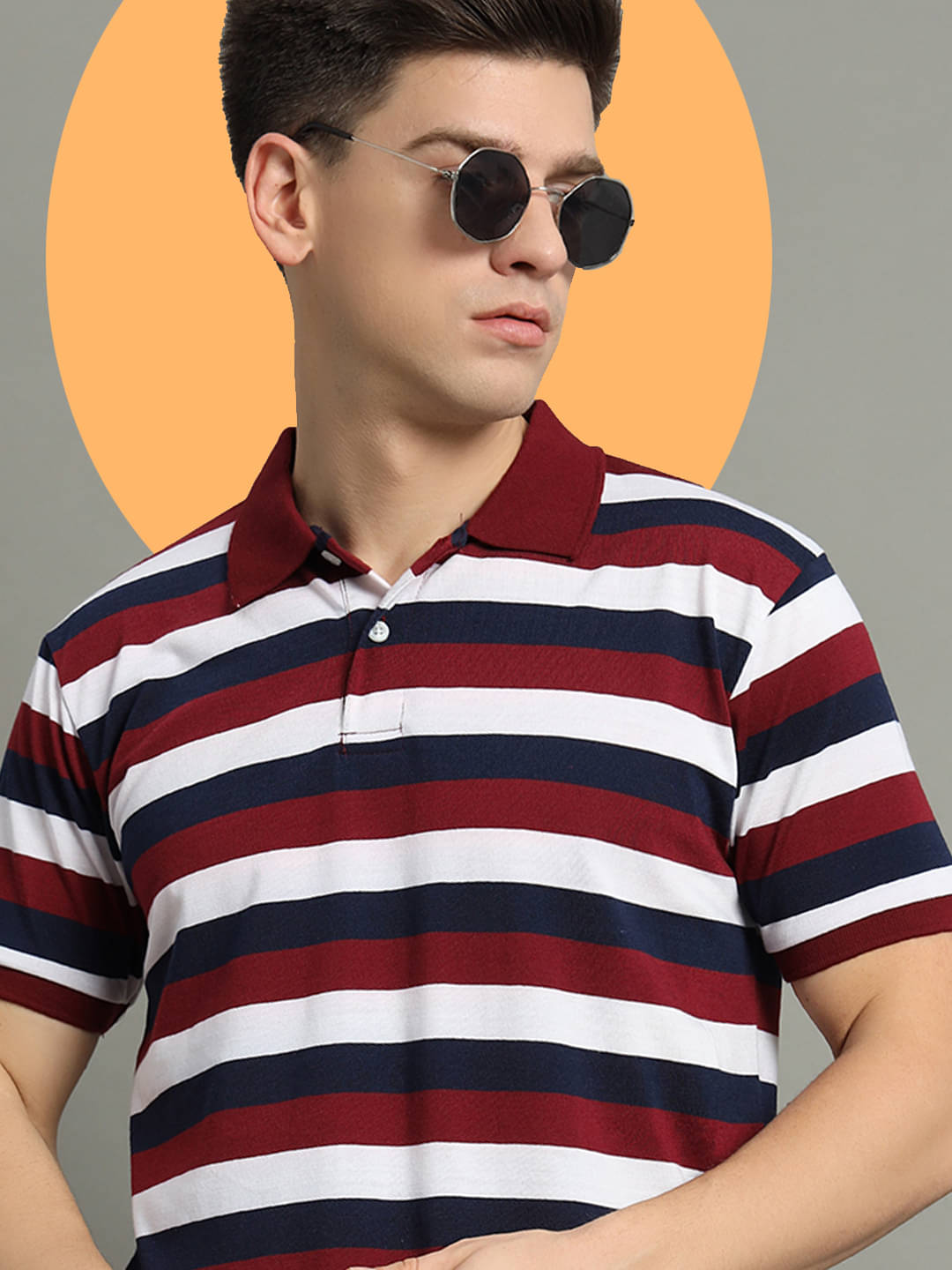 GET GOLF Pack of 1 Cotton Blend Regular Fit Striped Half Sleeves Men's Polo T Shirt ( Multicolor ) GET GOLF Pack of 1 Cotton Blend Regular Fit Striped Half Sleeves Men's Polo T Shirt ( Multicolor )