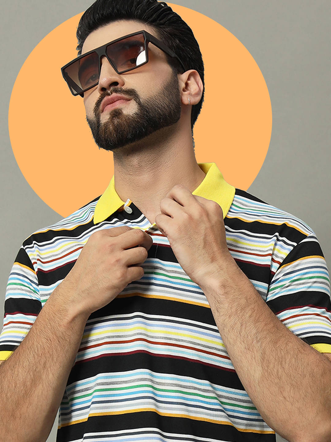 GET GOLF Pack of 1 Cotton Blend Regular Fit Striped Half Sleeves Men's Polo T Shirt ( Multicolor ) GET GOLF Pack of 1 Cotton Blend Regular Fit Striped Half Sleeves Men's Polo T Shirt ( Multicolor )