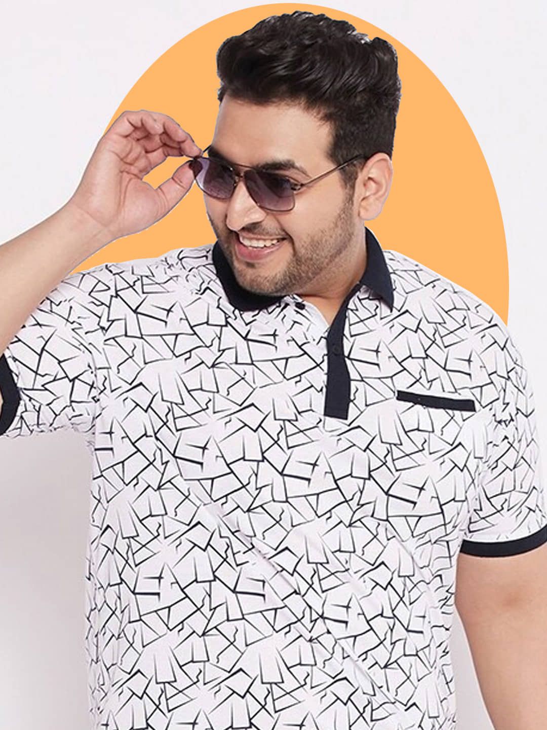 GET GOLF Pack of 1 Cotton Blend Regular Fit Printed Half Sleeves Men's Polo T Shirt ( White )