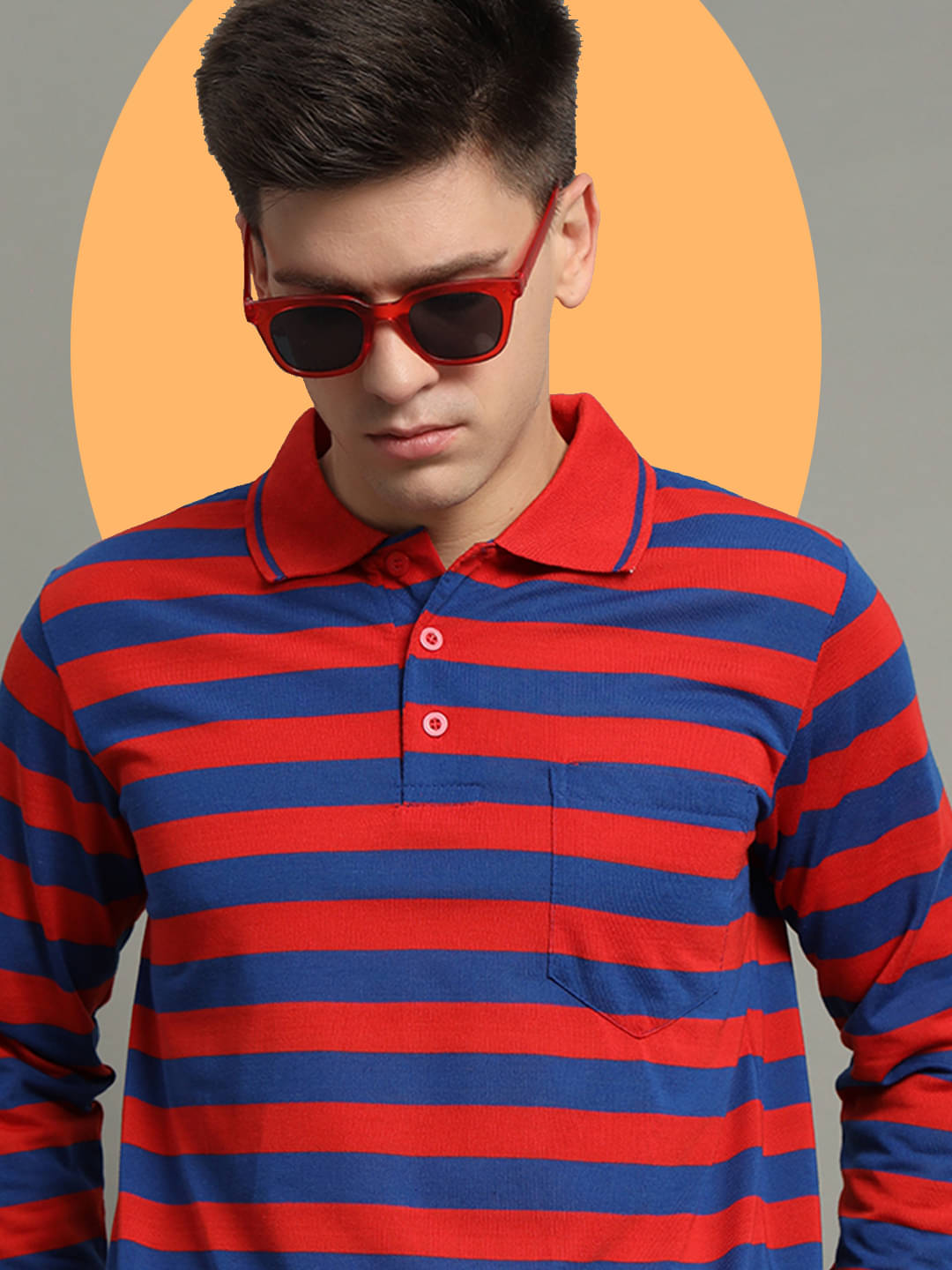     			GET GOLF Pack of 1 Cotton Blend Regular Fit Striped Full Sleeves Men's Polo T Shirt ( Red )