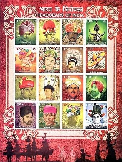     			India Miniature Stamp Sheet of Headgears Of India 2017 Mint Unhinged