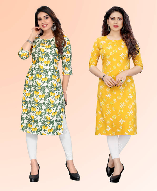     			KETAKI FASHION Pack of 2 Crepe Printed Straight Women's Kurti - ( Multicoloured )