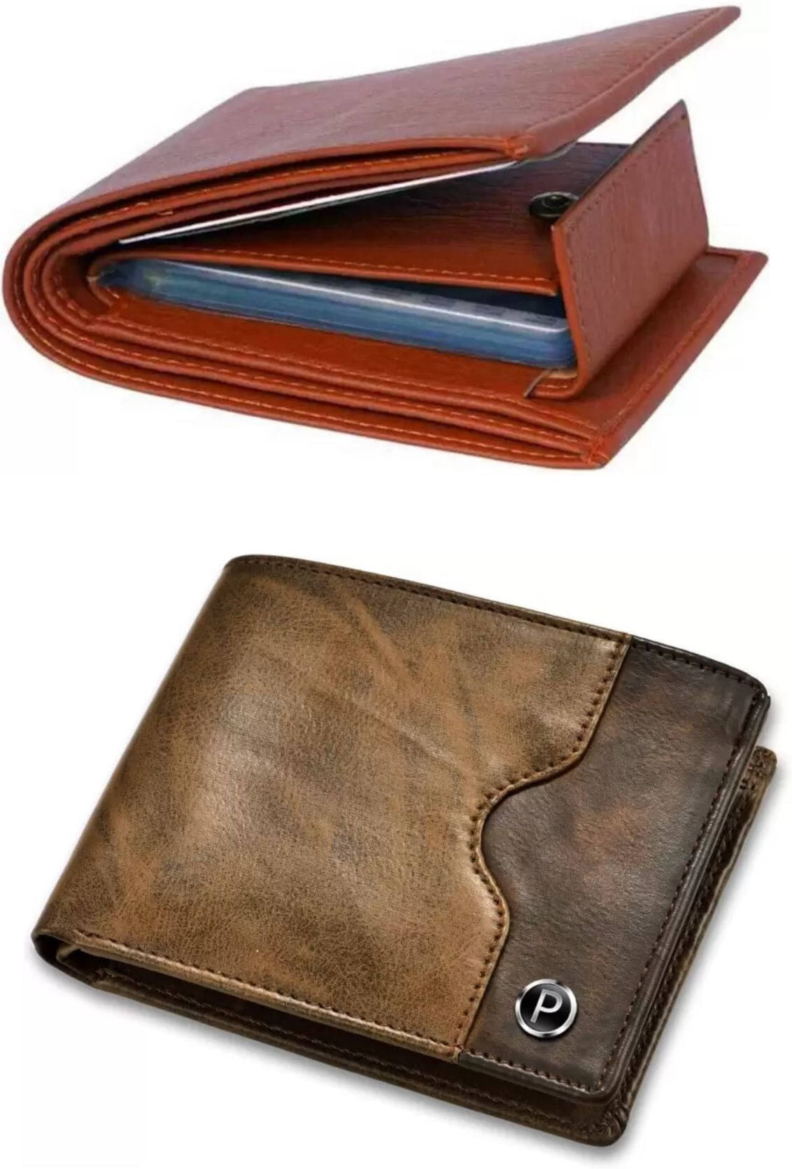     			Sonrisa PU Solid Men's Regular Wallet With More Than 10 Slots For Card ( Brown , Pack of 2 )