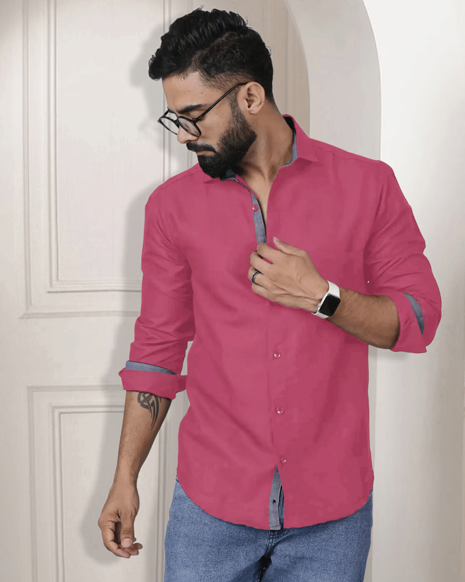     			VERTUSY Cotton Blend Regular Fit Solids Full Sleeves Men's Casual Shirt - Pink ( Pack of 1 )