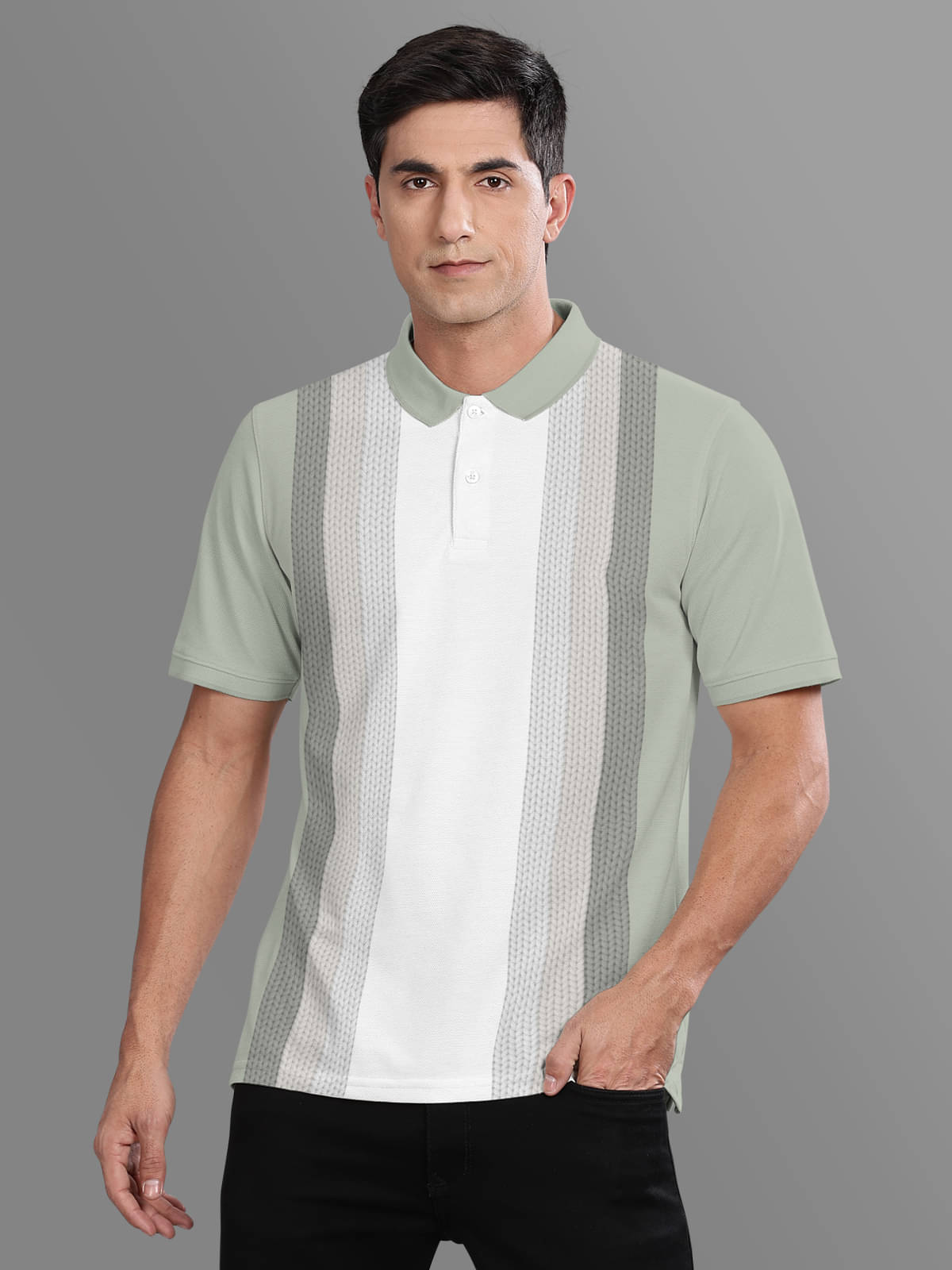 BULLMER Pack of 1 Cotton Blend Regular Fit Striped Half Sleeves Men's Polo T Shirt ( Green ) BULLMER Pack of 1 Cotton Blend Regular Fit Striped Half Sleeves Men's Polo T Shirt ( Green )