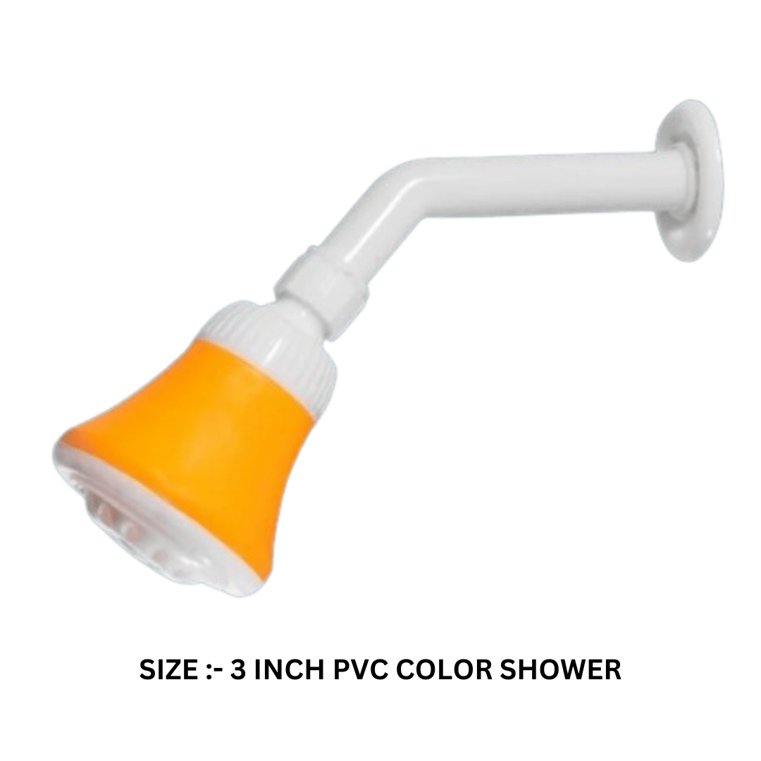 COSVIT 3" PVC Orange Deluxe Shower with 7" Arm Plastic (ABS) Overhead Shower COSVIT 3" PVC Orange Deluxe Shower with 7" Arm Plastic (ABS) Overhead Shower