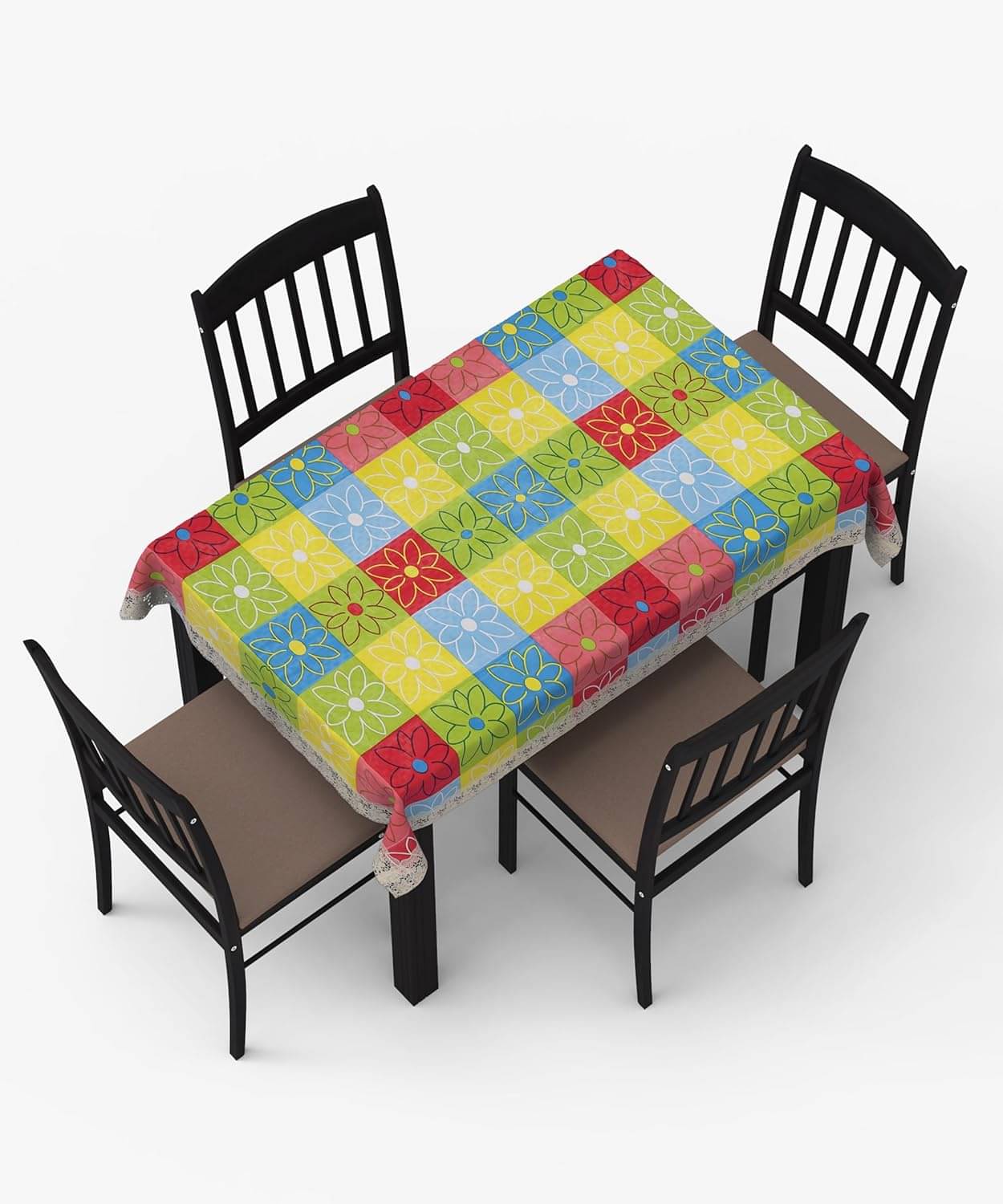     			CreadCraft Printed PVC 4 Seater Rectangle Table Cover ( 150 x 105 ) cm Pack of 1 Multi