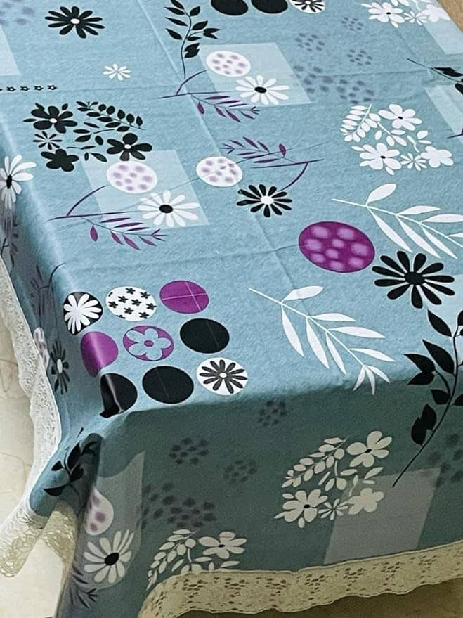 CreadCraft Printed PVC 4 Seater Rectangle Table Cover ( 150 x 105 ) cm Pack of 1 Multi