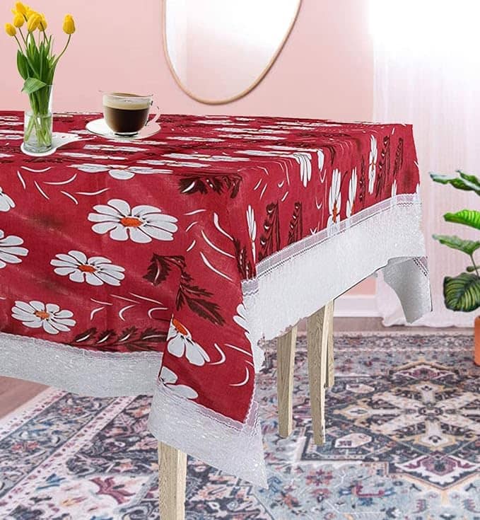 CreadCraft Printed PVC 4 Seater Rectangle Table Cover ( 150 x 105 ) cm Pack of 1 Multi