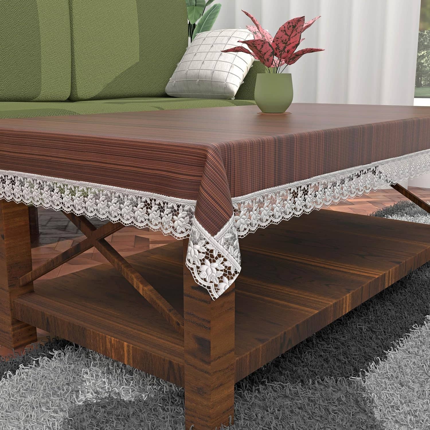 CreadCraft Printed PVC 4 Seater Rectangle Table Cover ( 150 x 105 ) cm Pack of 1 Multi