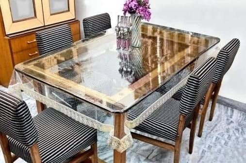 CreadCraft Printed PVC 4 Seater Rectangle Table Cover ( 150 x 105 ) cm Pack of 1 Multi