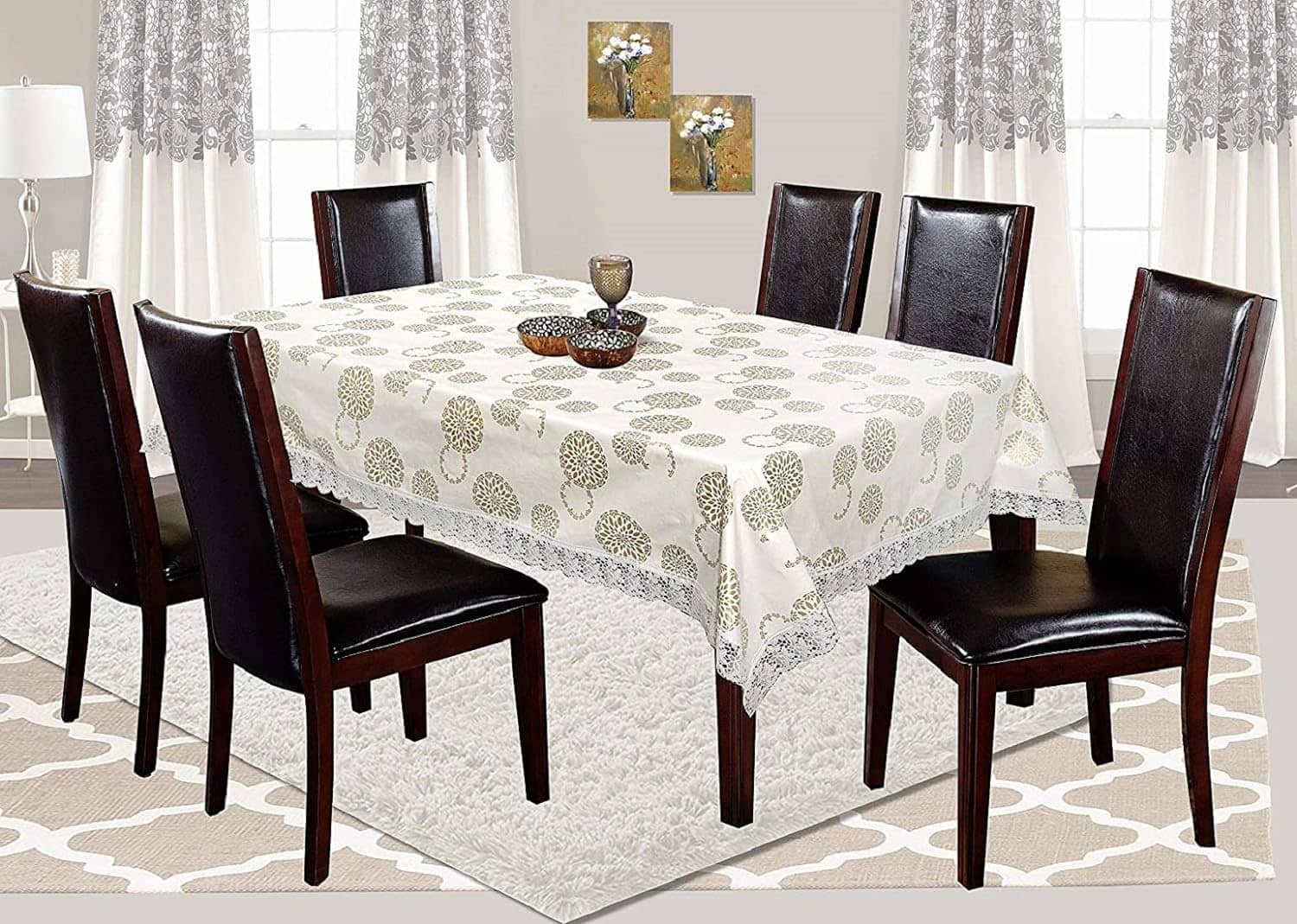 CreadCraft Printed PVC 4 Seater Rectangle Table Cover ( 150 x 105 ) cm Pack of 1 Multi