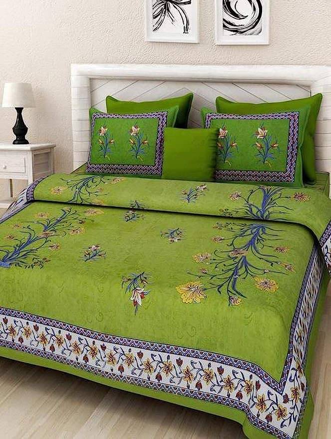DESHBANDHU DBK Cotton 1 Double Bedsheet with 2 Pillow Covers ( Green ) DESHBANDHU DBK Cotton 1 Double Bedsheet with 2 Pillow Covers ( Green )