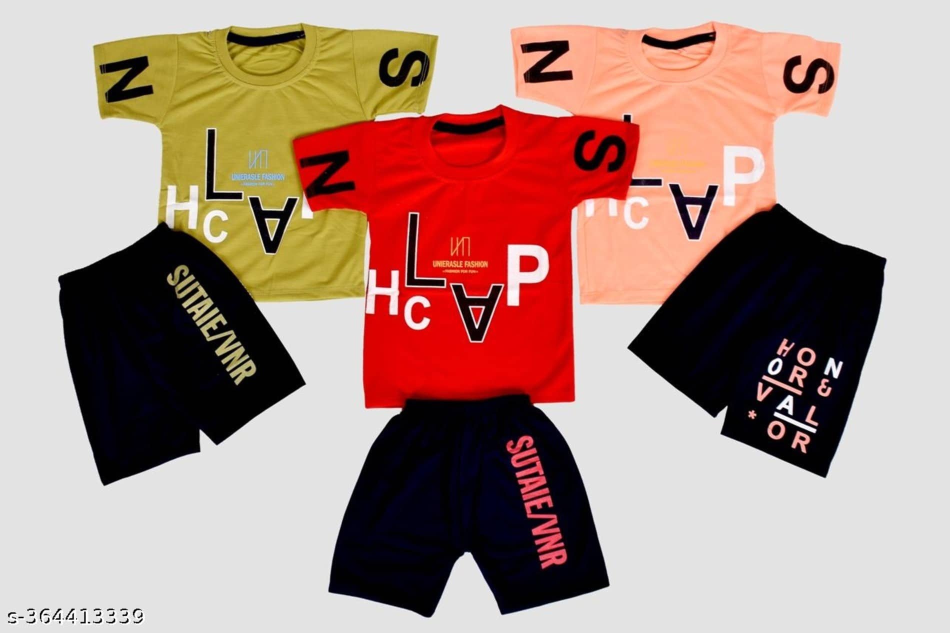 DIAMOND EXPORTER Pack of 3 Baby Boys Cotton Blend T-Shirt & Capris Set ( Multicolor )