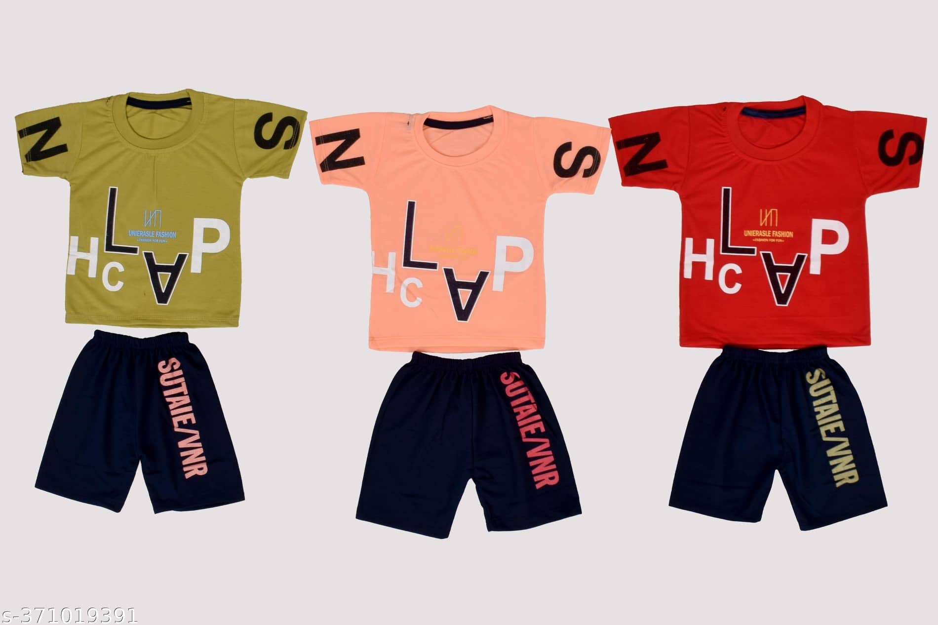 DIAMOND EXPORTER Pack of 3 Baby Boys Cotton Blend T-Shirt & Capris Set ( Multicolor )