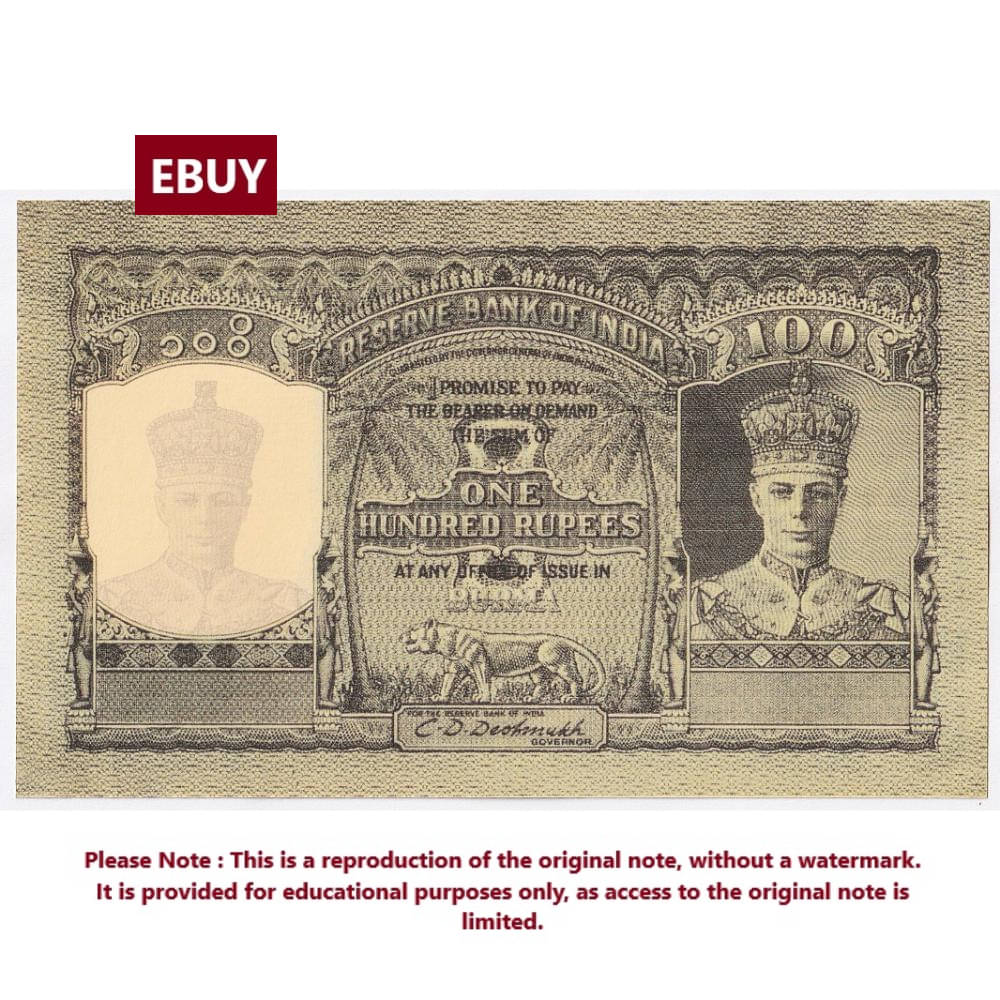 Extremely Rare Big 100 Rupees Burma Issue, Signed By C.D Deshmukh - India High Quality, Reproduction of old Note Collection Extremely Rare Big 100 Rupees Burma Issue, Signed By C.D Deshmukh - India High Quality, Reproduction of old Note Collection
