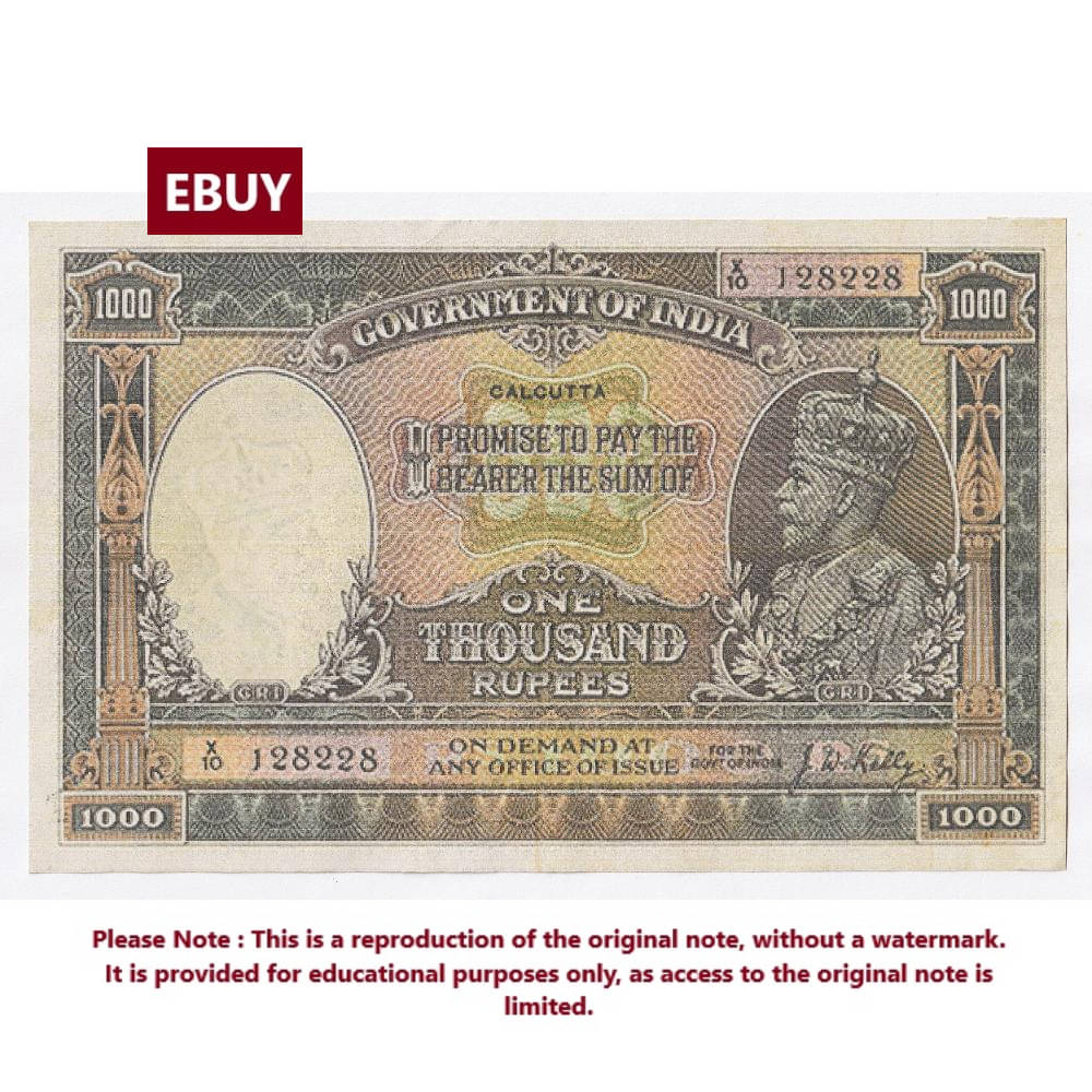     			Extremely Rare Big 1000 Rupees Signed By J.W Kelly - British India High Quality, Reproduction of old Note Collection