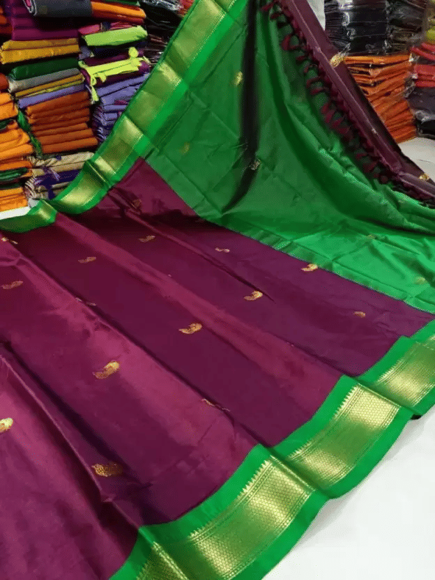 FAB SILK Cotton Silk Woven Saree With Unstitched Blouse Piece ( Maroon ) - Sarees | Buy online on ZillyBuy