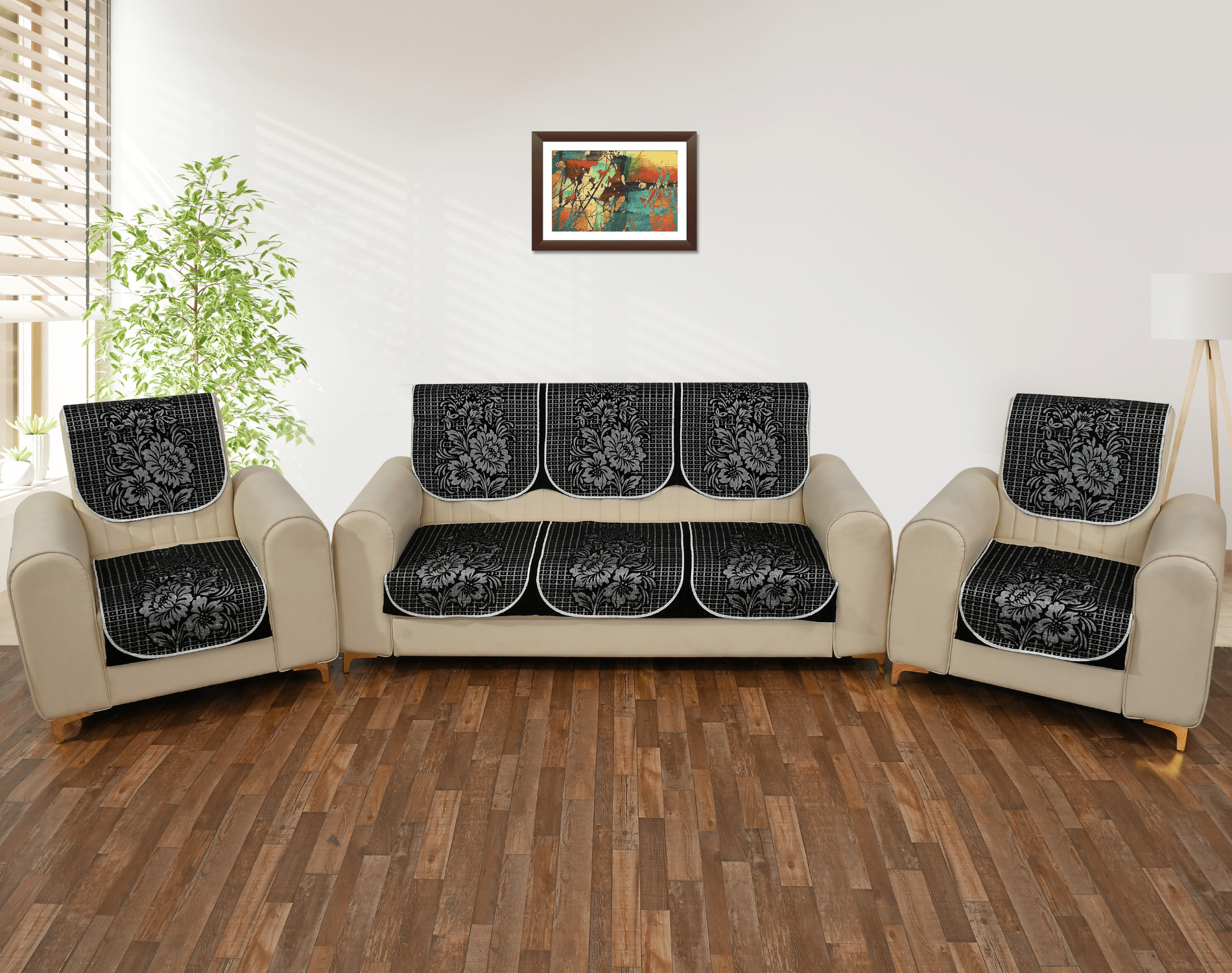     			FURNISHING HUT 5 Seater Jacquard Sofa Cover ( Pack of 1 )