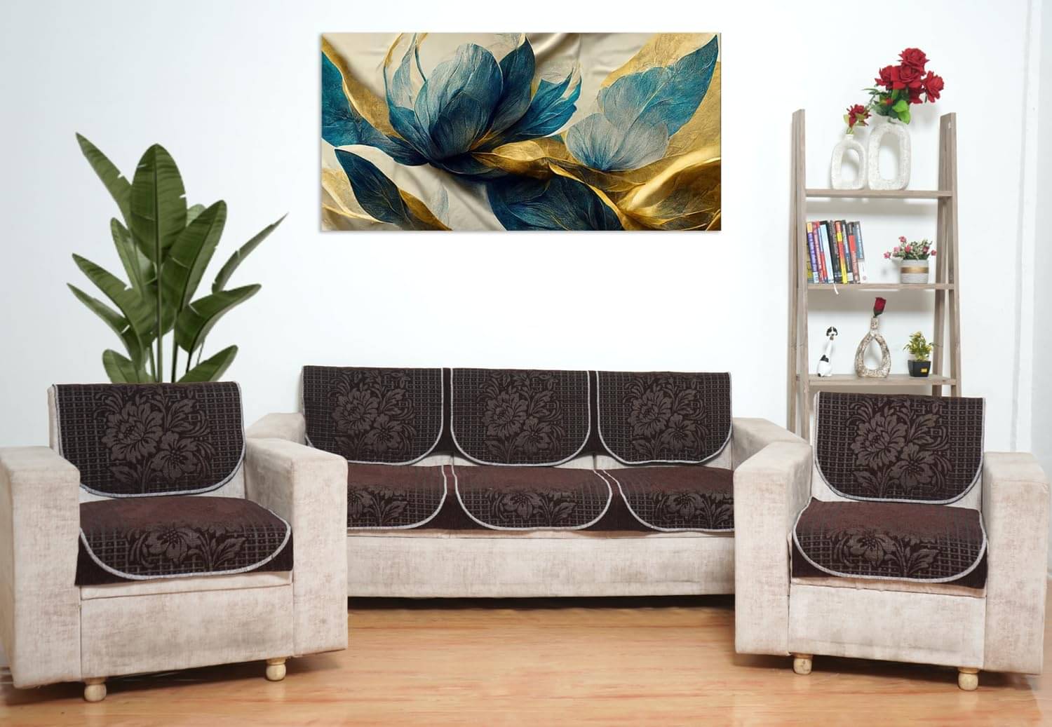     			FURNISHING HUT 5 Seater Jacquard Sofa Cover ( Pack of 1 )