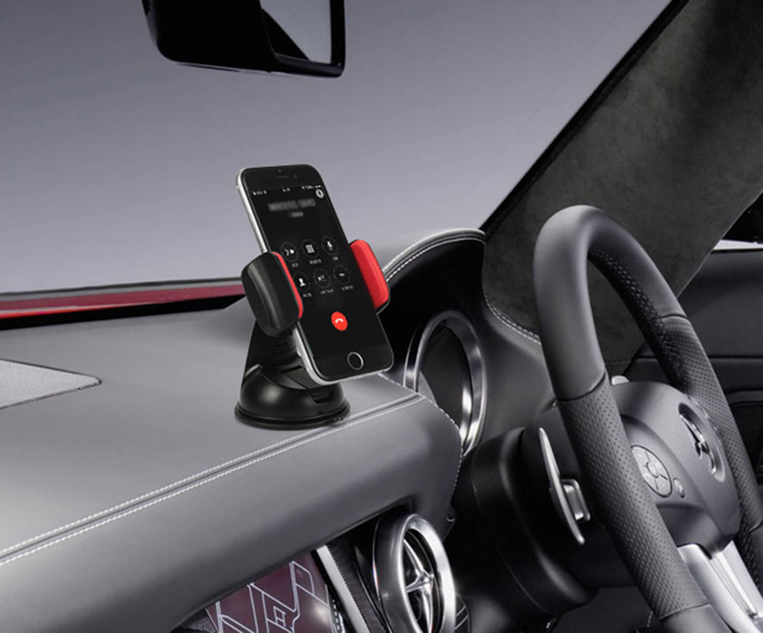 Flenzy Windshield Only Single Clamp Car Mobile Holder - Red Flenzy Windshield Only Single Clamp Car Mobile Holder - Red