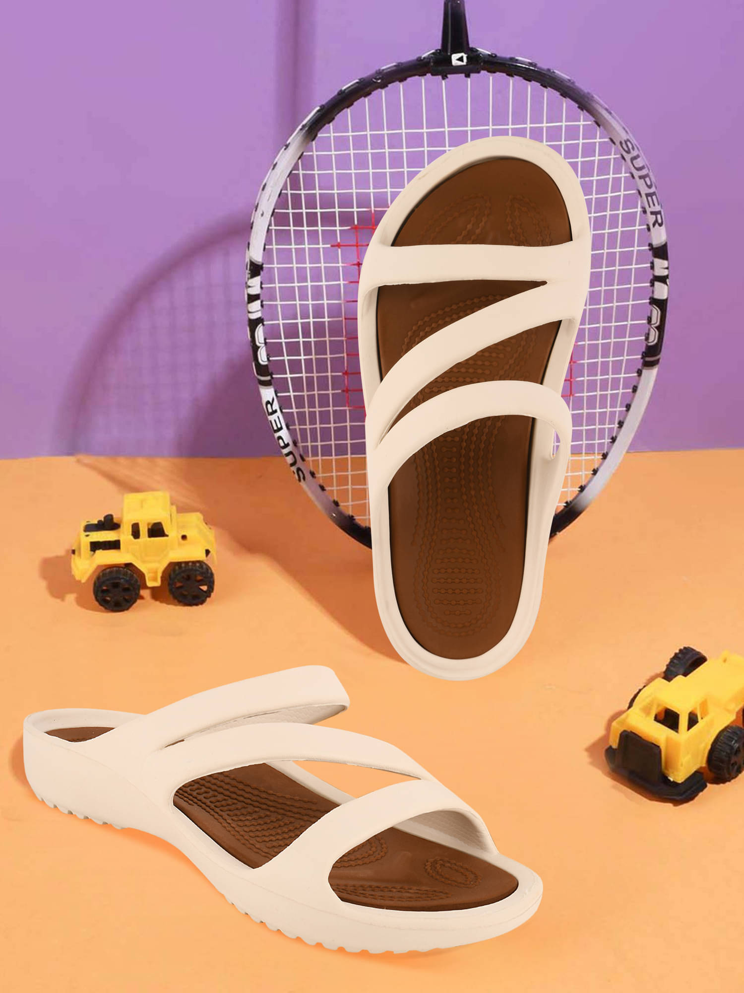     			Gokik Off White Women's Slide Flip Flop