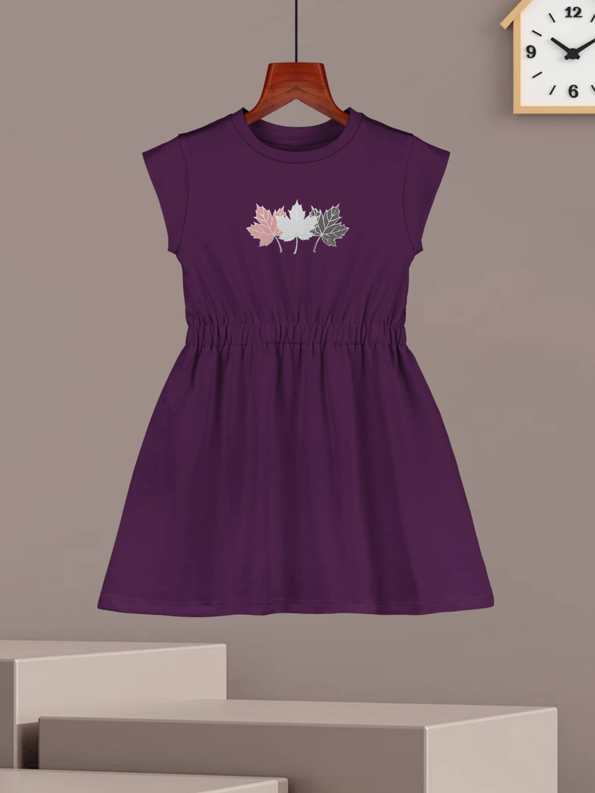     			HELLCAT Cotton Blend Dress For Girls ( Pack of 1 , Purple )
